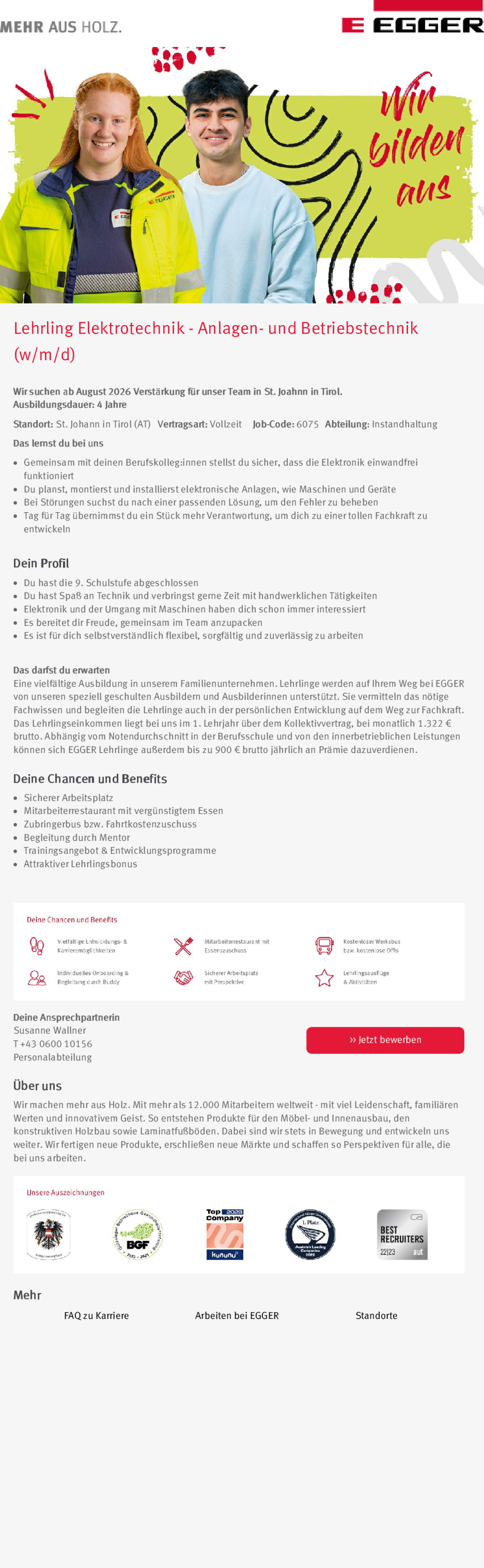 Lehrling Elektrotechnik - Anlagen- und Betriebstechnik (w/m/d)