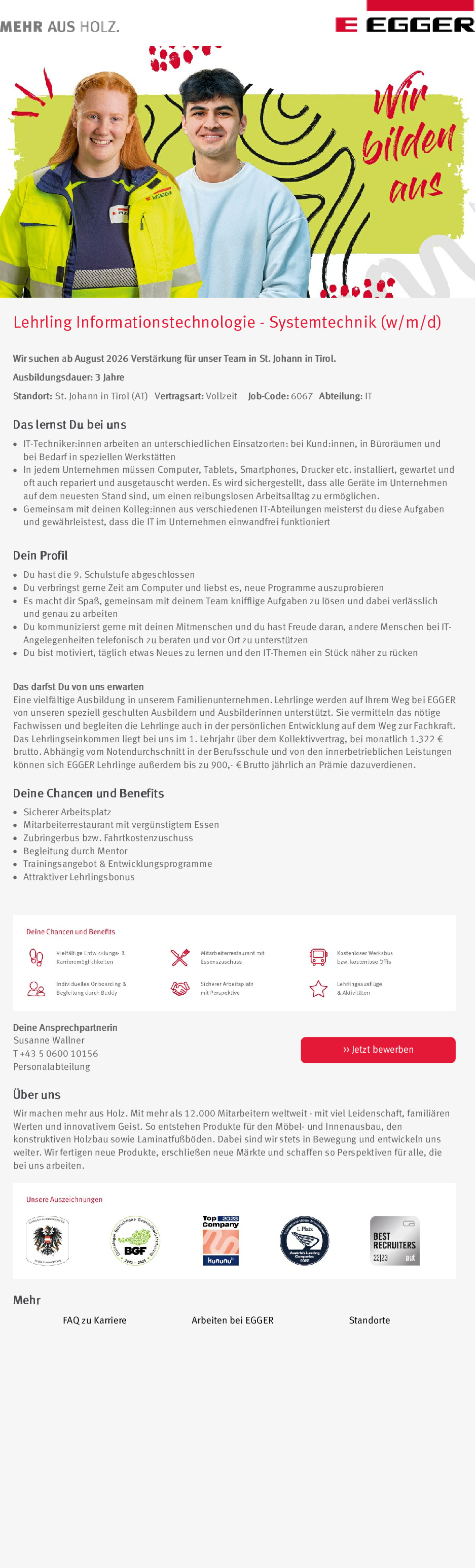 Lehrling Informationstechnologie - Systemtechnik (w/m/d)