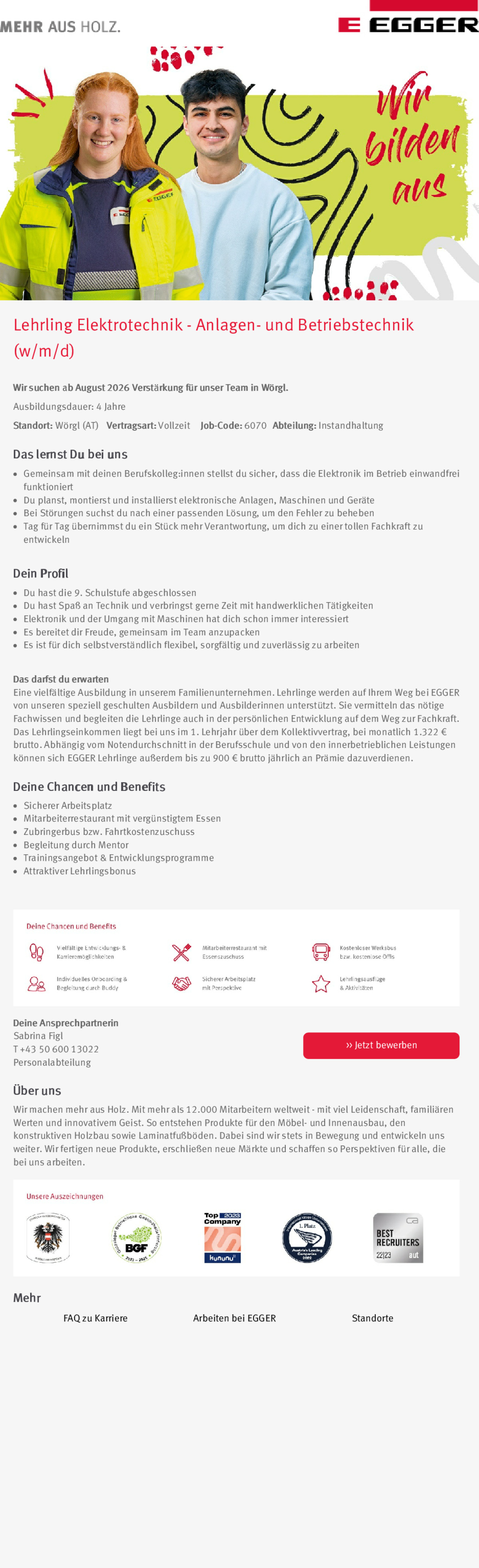 Lehrling Elektrotechnik - Anlagen- und Betriebstechnik (w/m/d)
