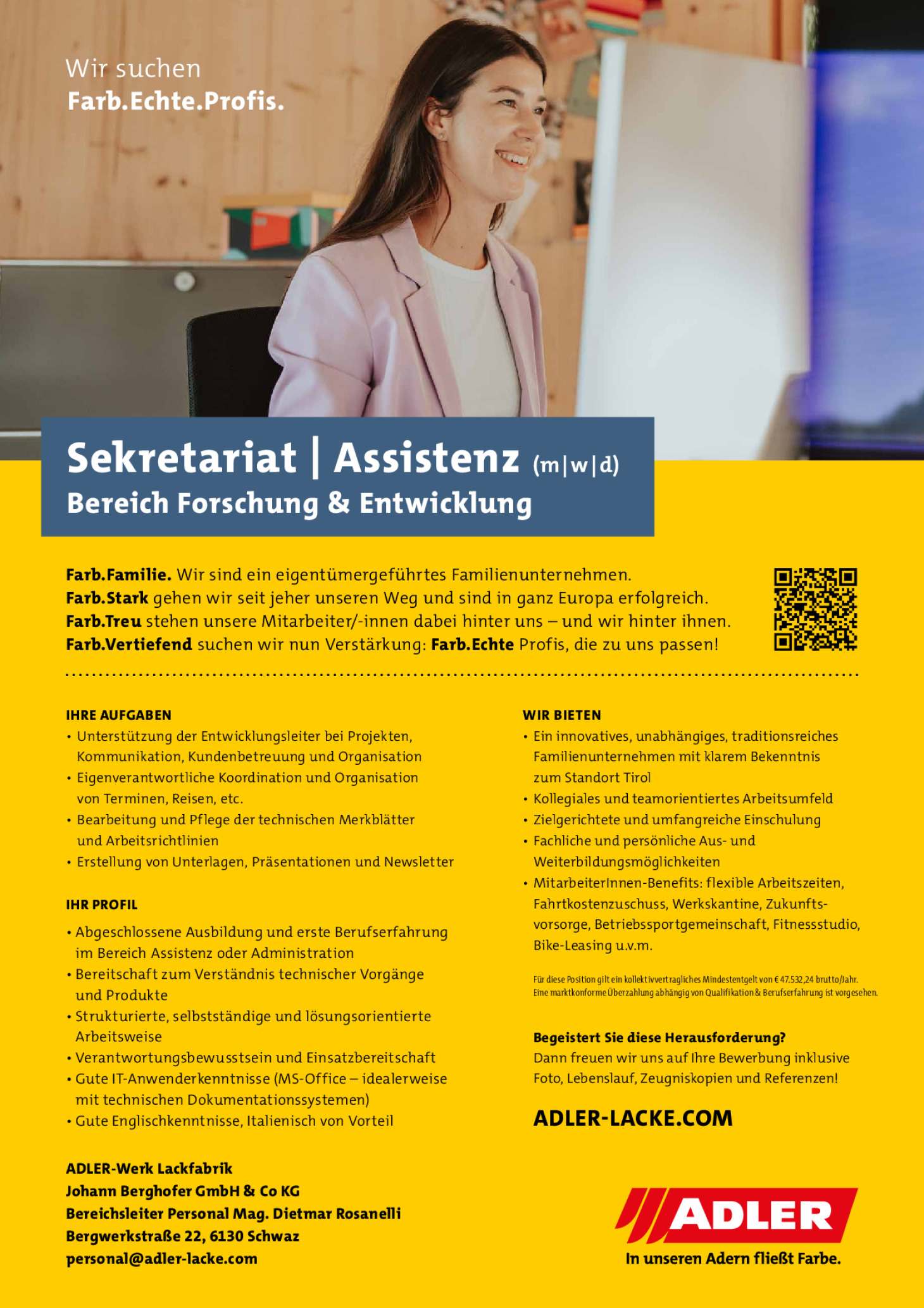 Sekretariat / Assistenz (m/w/d) - Bereich Forschung & Entwicklung