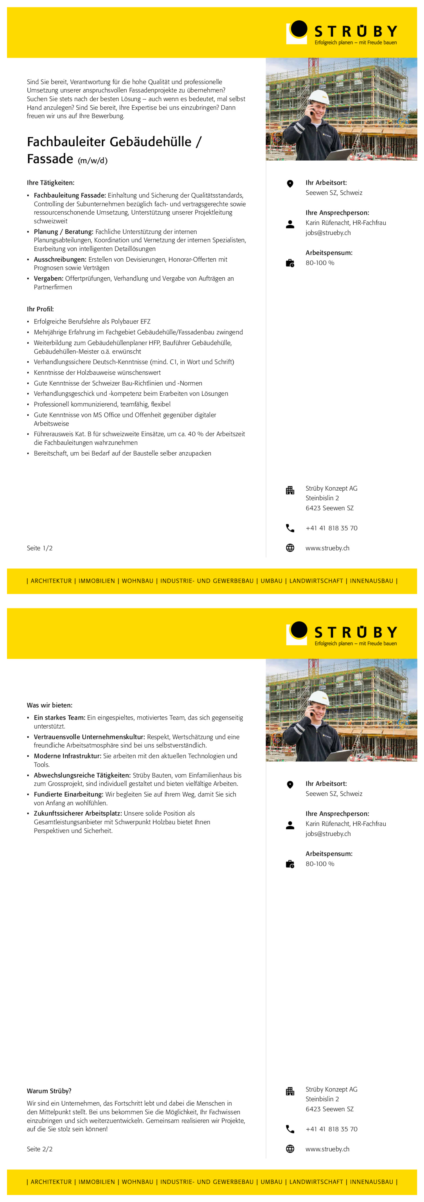 Fachbauleiter Gebäudehülle /  Fassade (m/w/d)