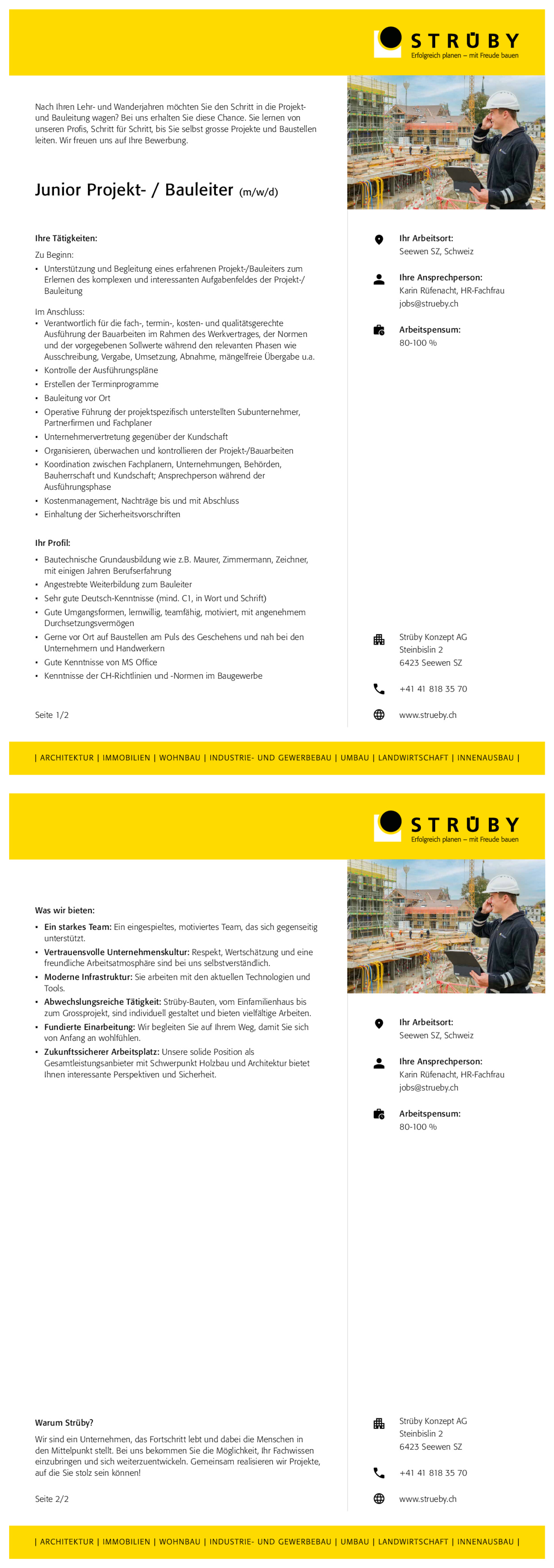 Junior Projekt- / Bauleiter (m/w/d)