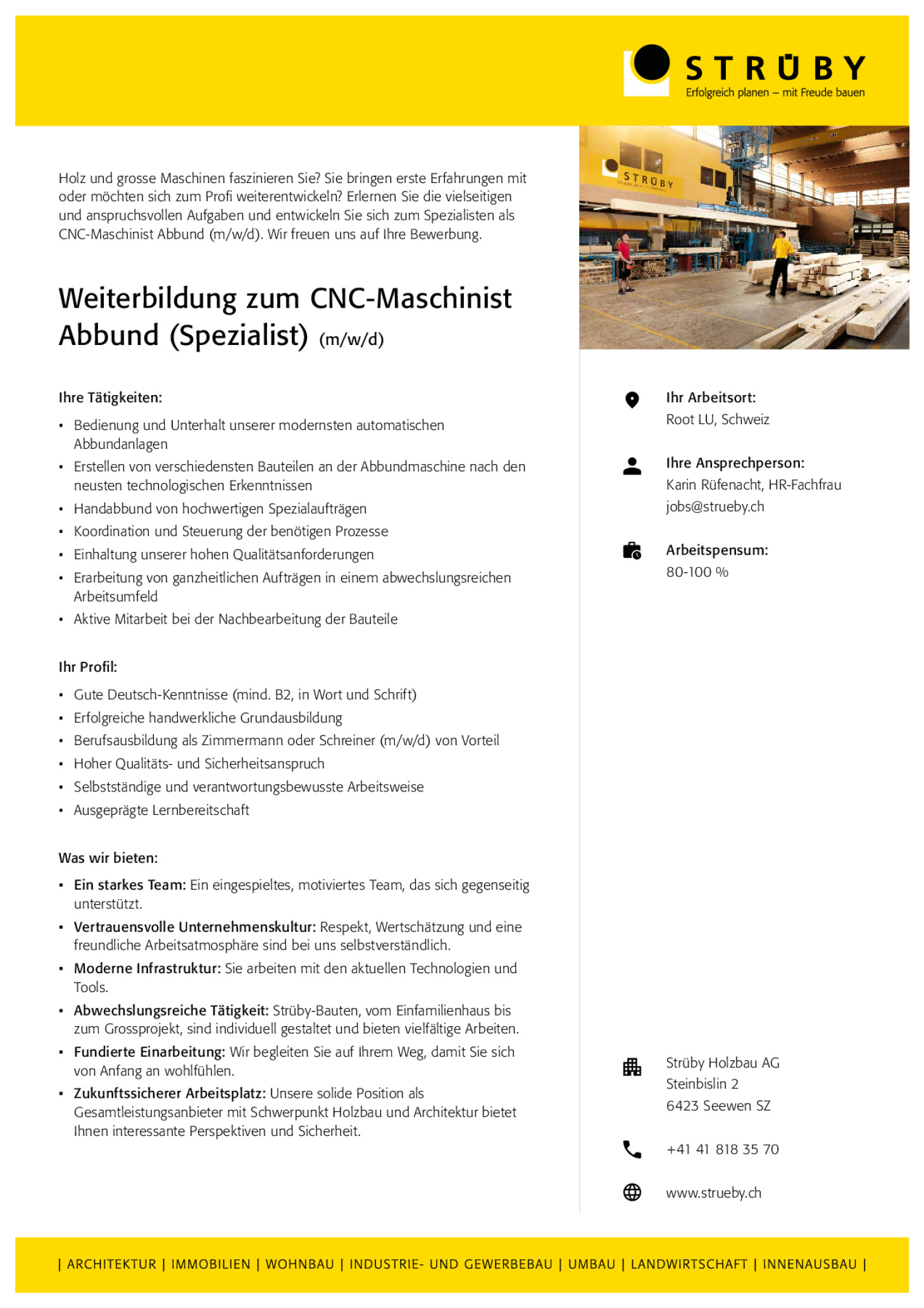 Weiterbildung zum CNC-Maschinist Abbund (Spezialist) m/w/d)
