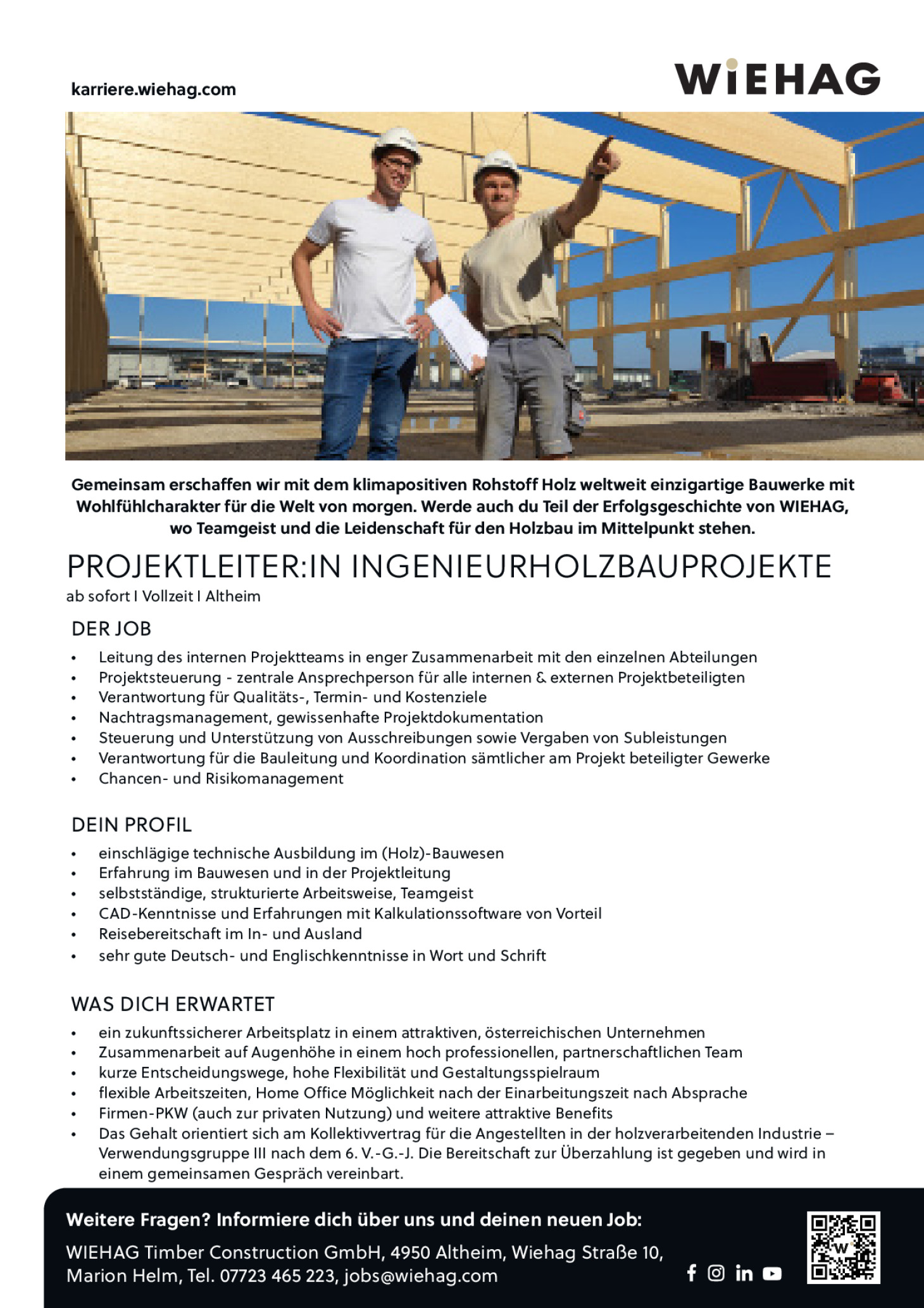 PROJEKTLEITER:IN INGENIEURHOLZBAUPROJEKTE