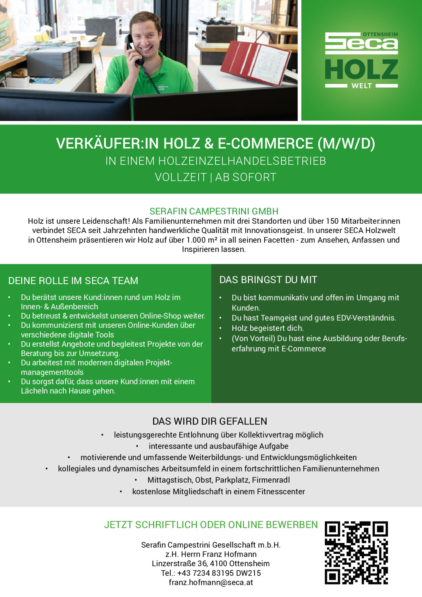 Verkäufer:in Holz & E-Commerce (M/W/D)