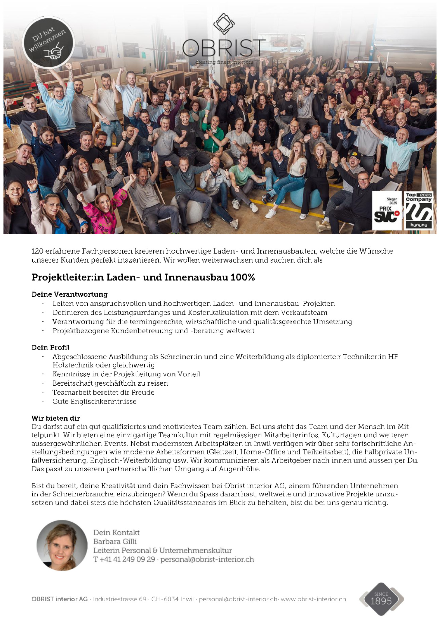 Projektleiter:in Laden- und Innenausbau 100%