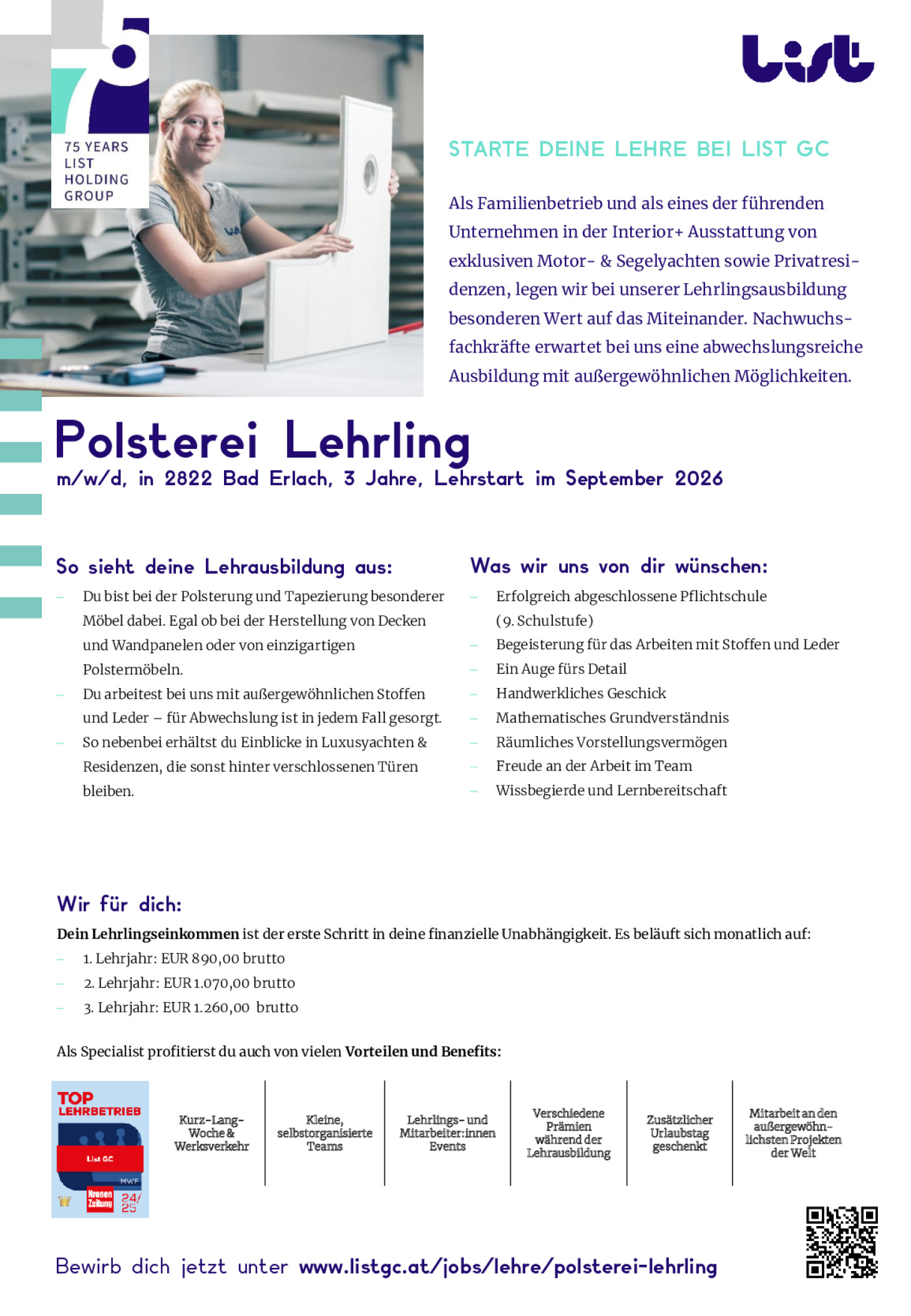 Polsterei Lehrling (m/w/d)