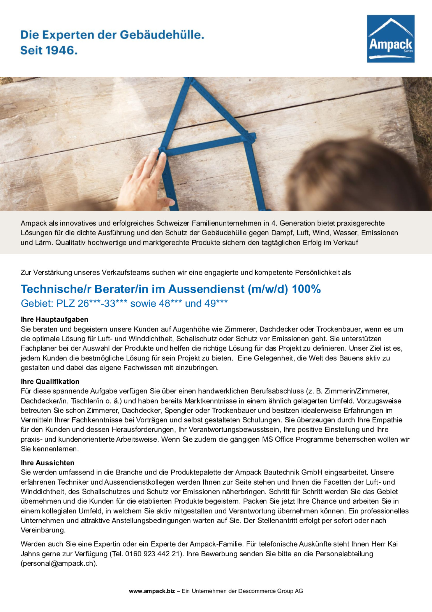 Technische/r Berater/in im Aussendienst (m/w/d) 100%