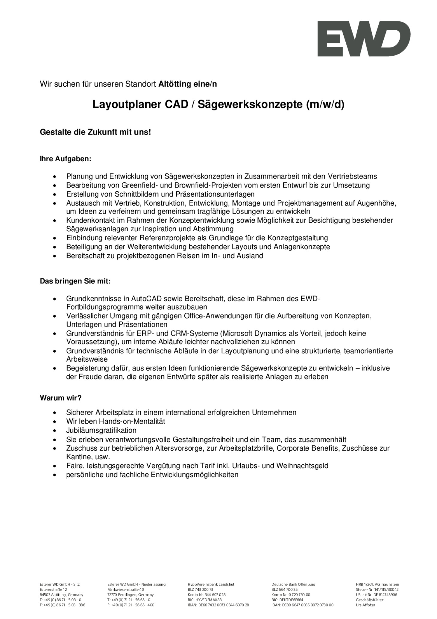 Layoutplaner CAD / Sägewerkskonzepte (m/w/d)