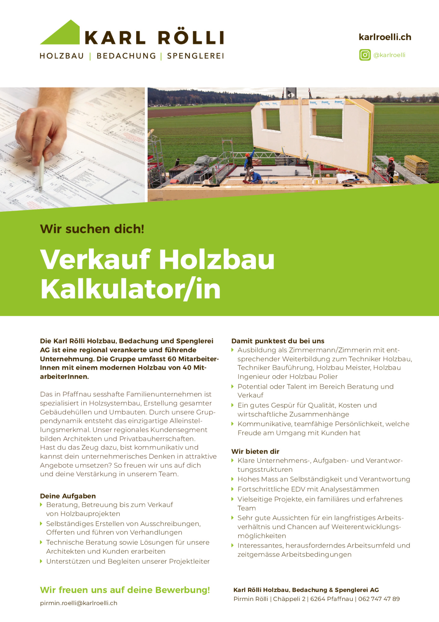 Verkauf Holzbau Kalkulator/in