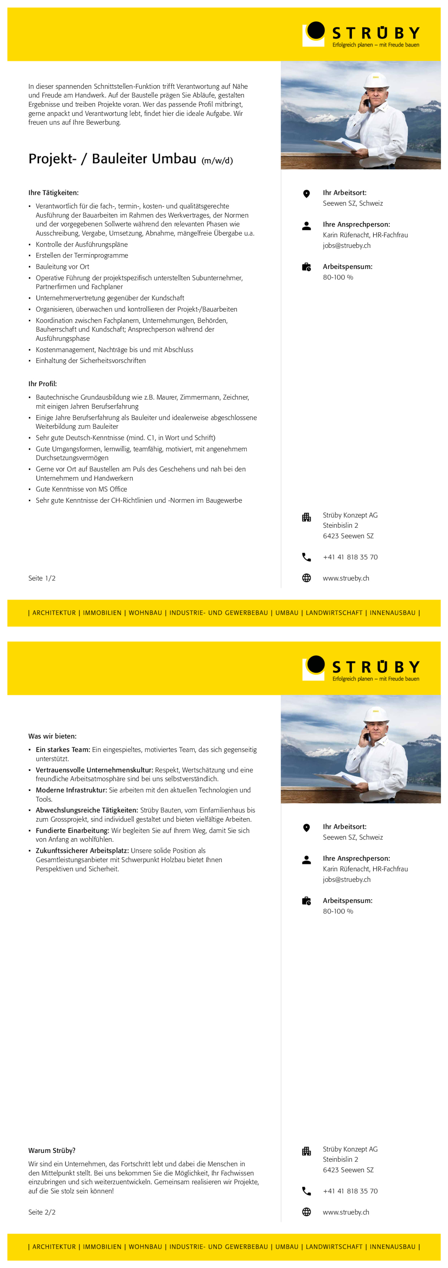 Projekt- / Bauleiter Umbau (m/w/d)