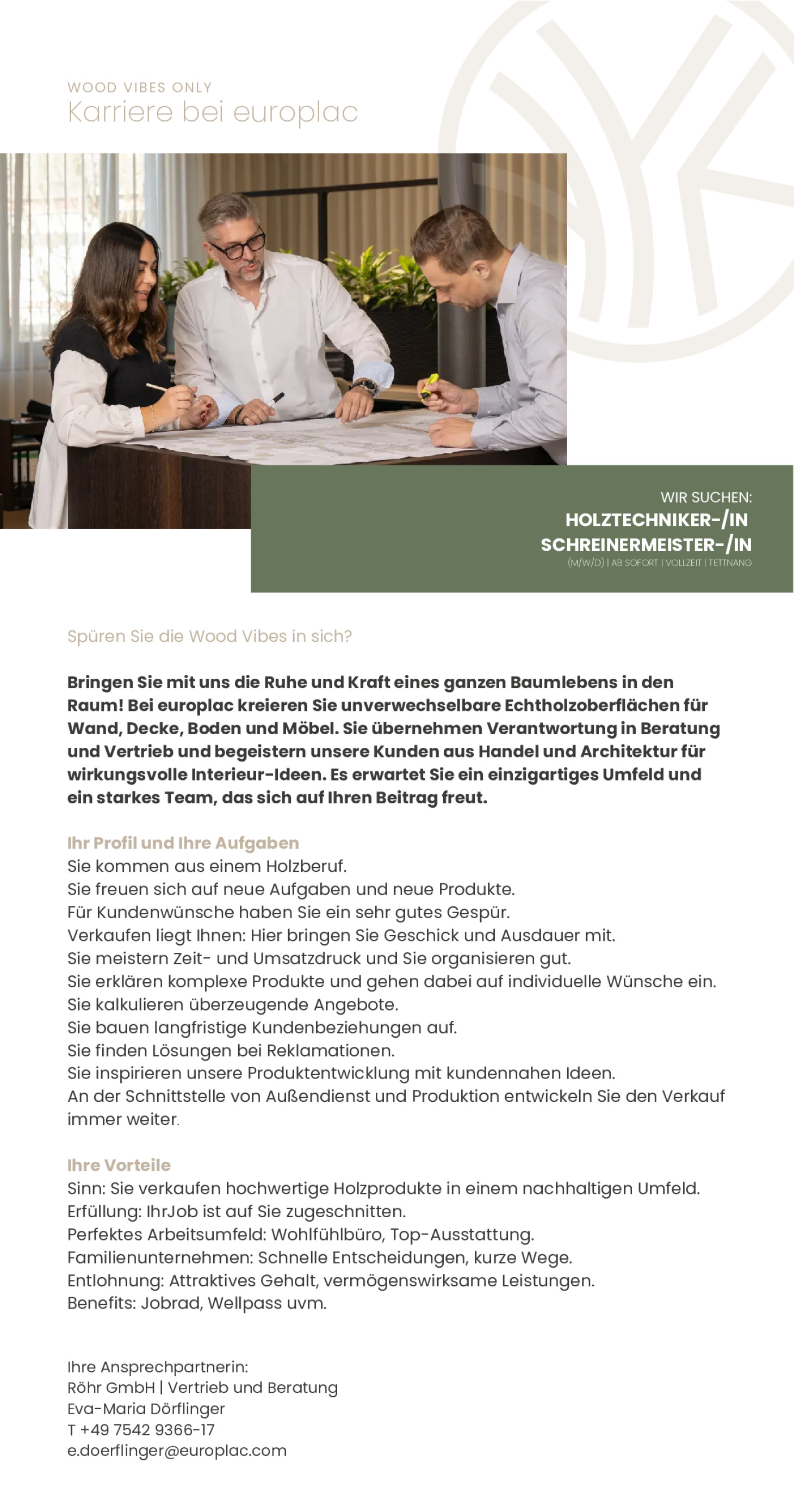 Holztechniker-/in oder Schreinermeister-/in