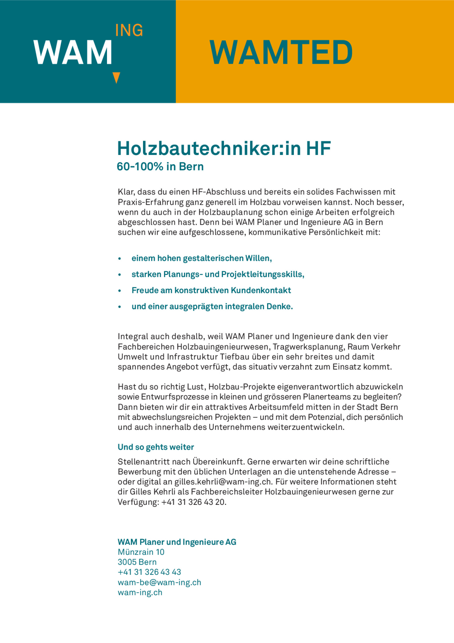 Holztechniker:in HF mit Planungsstärke
