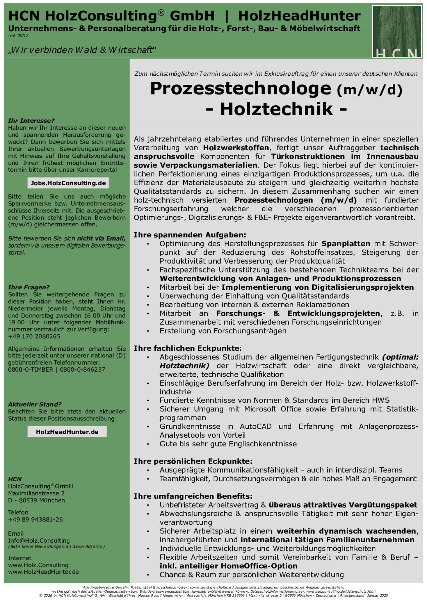 Prozesstechnologe (m/w/d) - Holztechnik