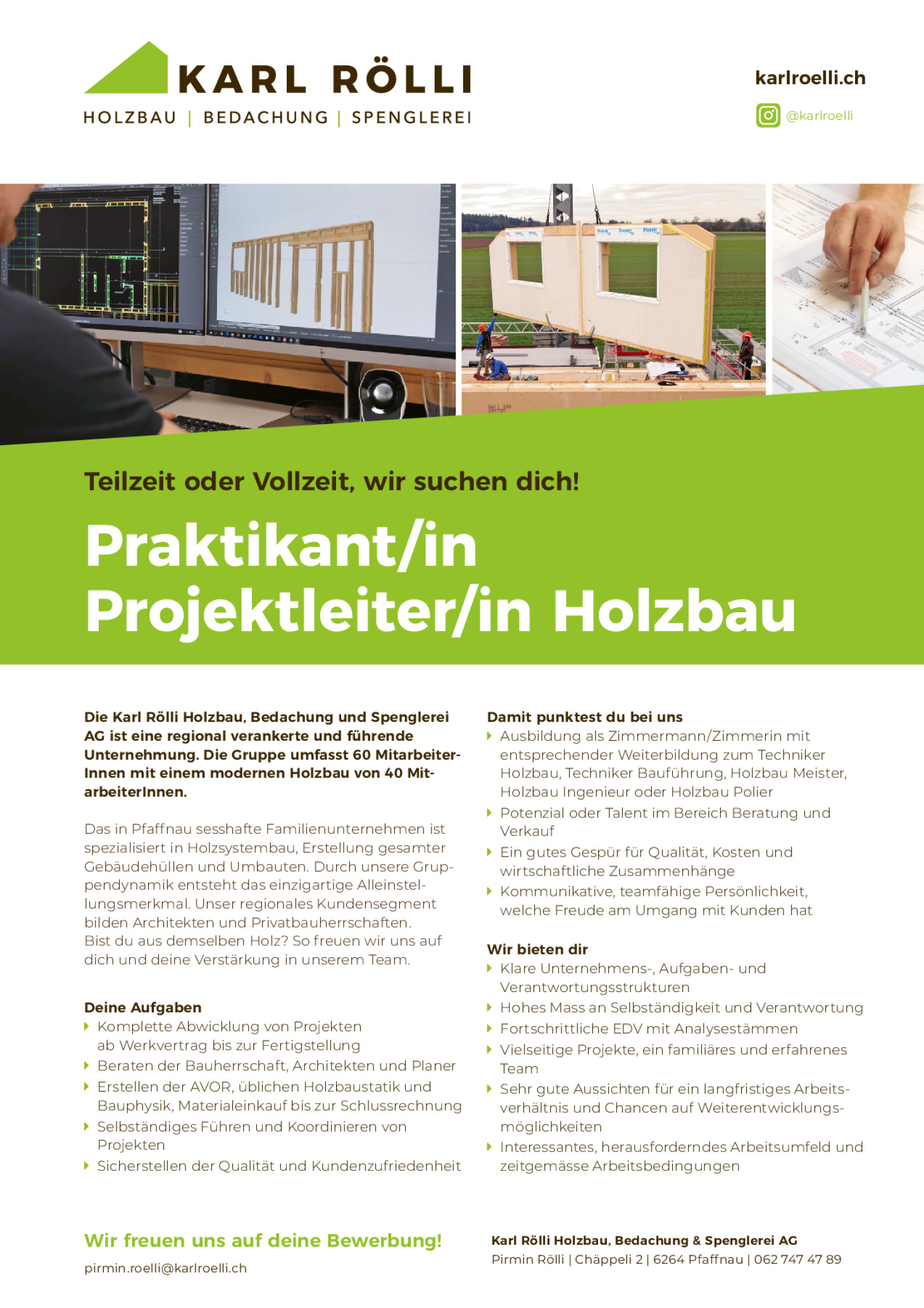 Praktikant/in Projektleiter Holzbau