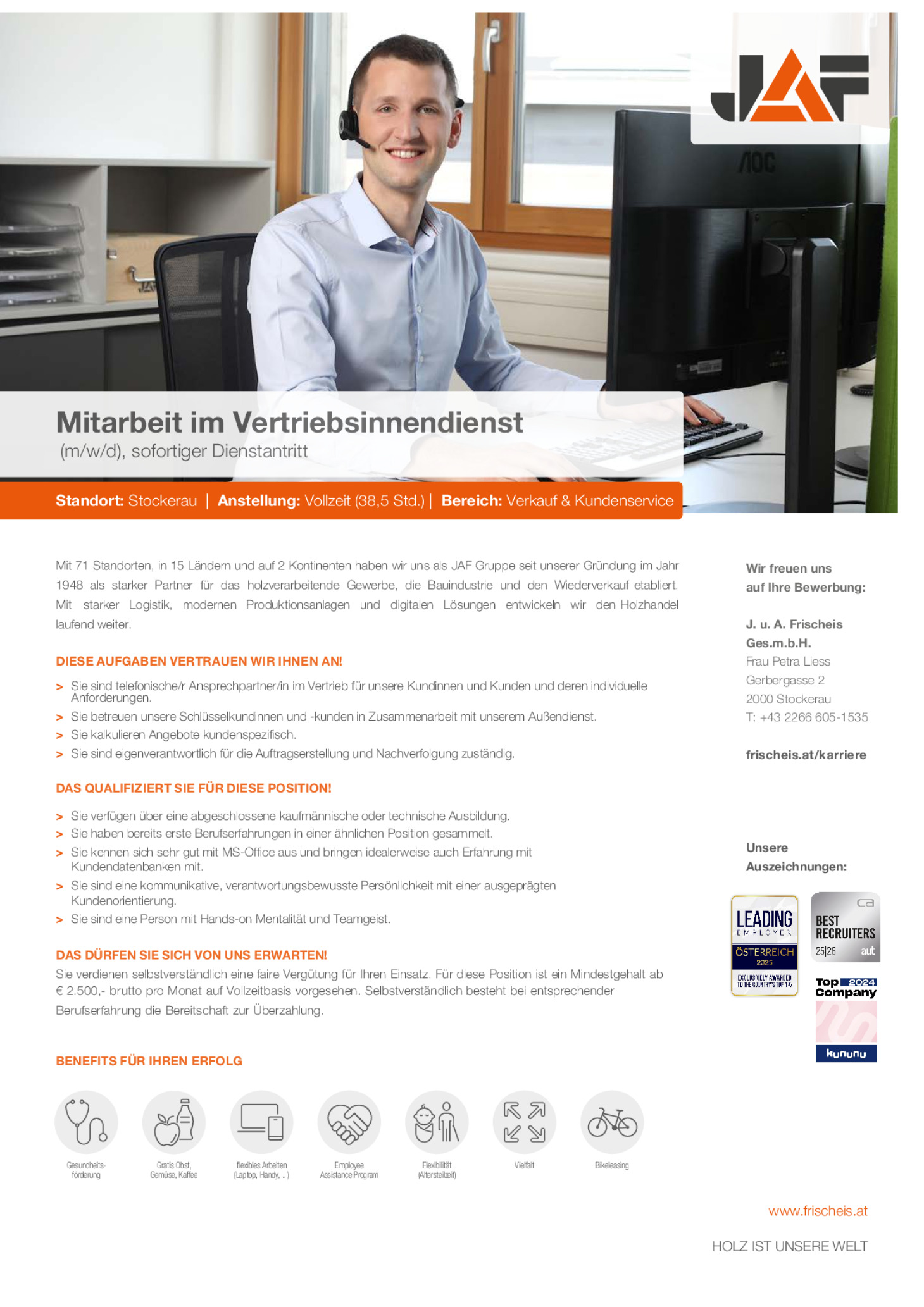 MITARBEITER VERTRIEBSINNENDIENST (m/w/d)