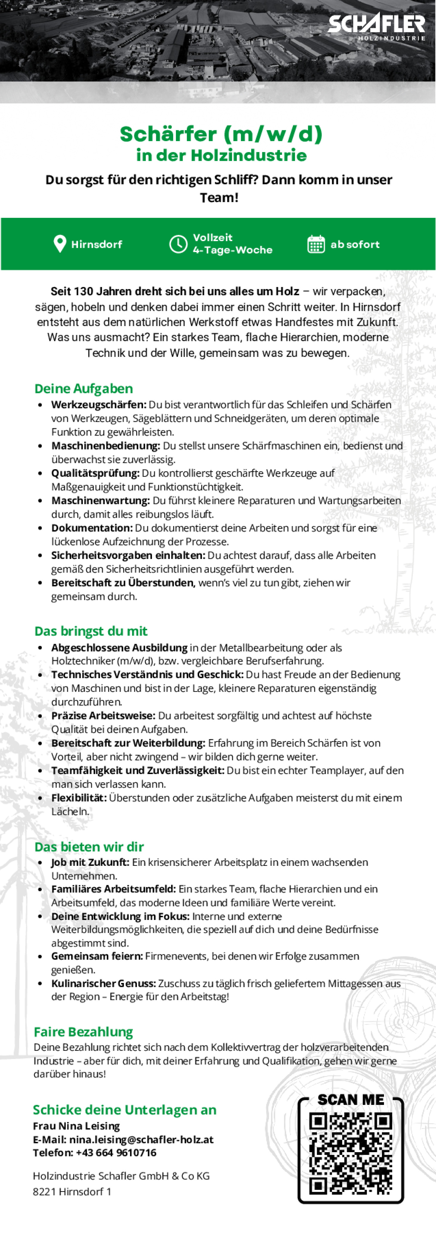 Schärfer (m/w/d) in der Holzindustrie