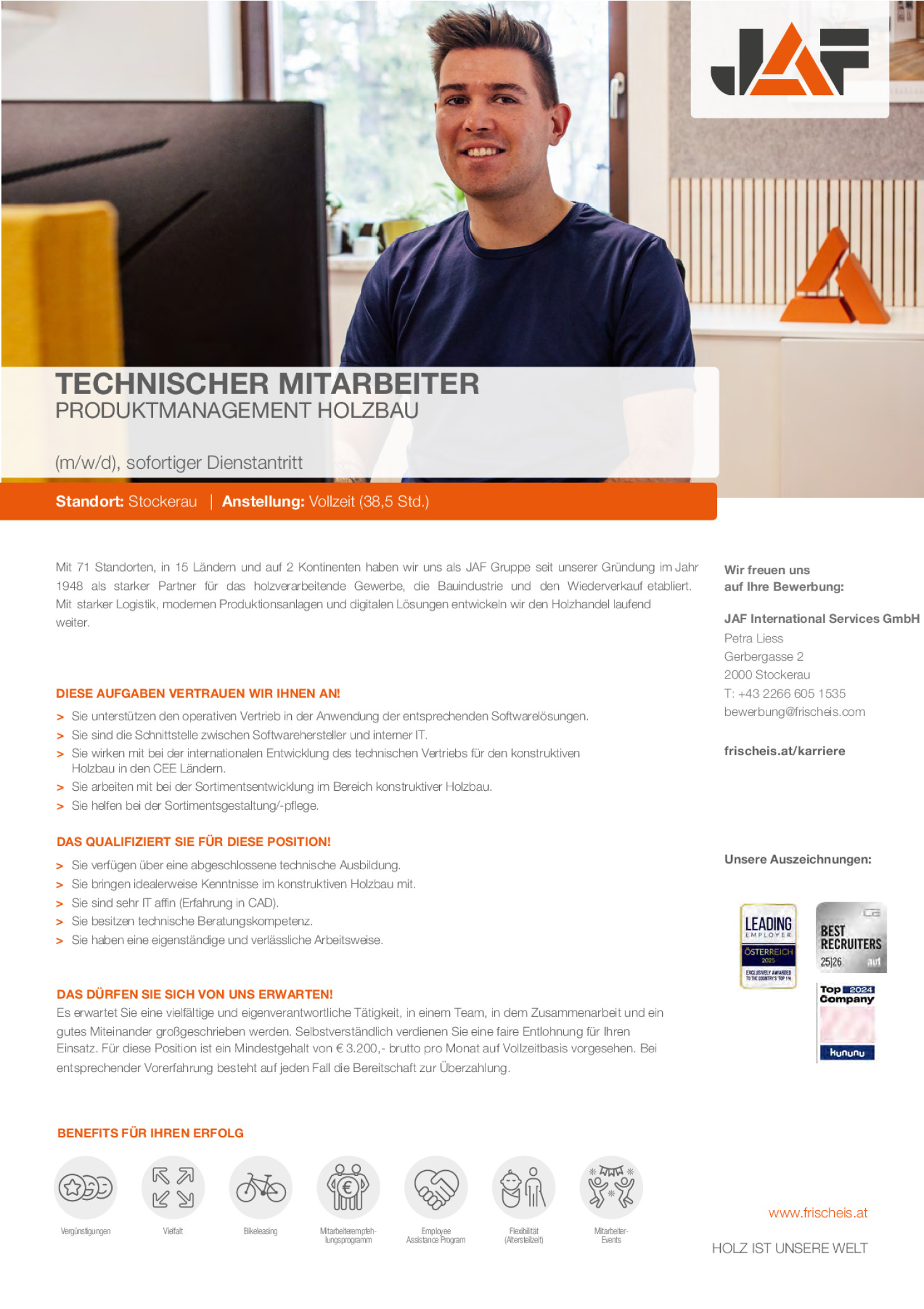 TECHNISCHER MITARBEITER PRODUKTMANAGEMENT HOLZBAU (m/w/d)