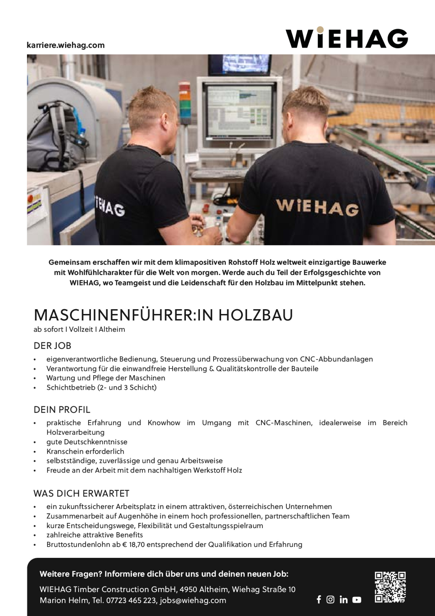 Maschinenführer:in Holzbau