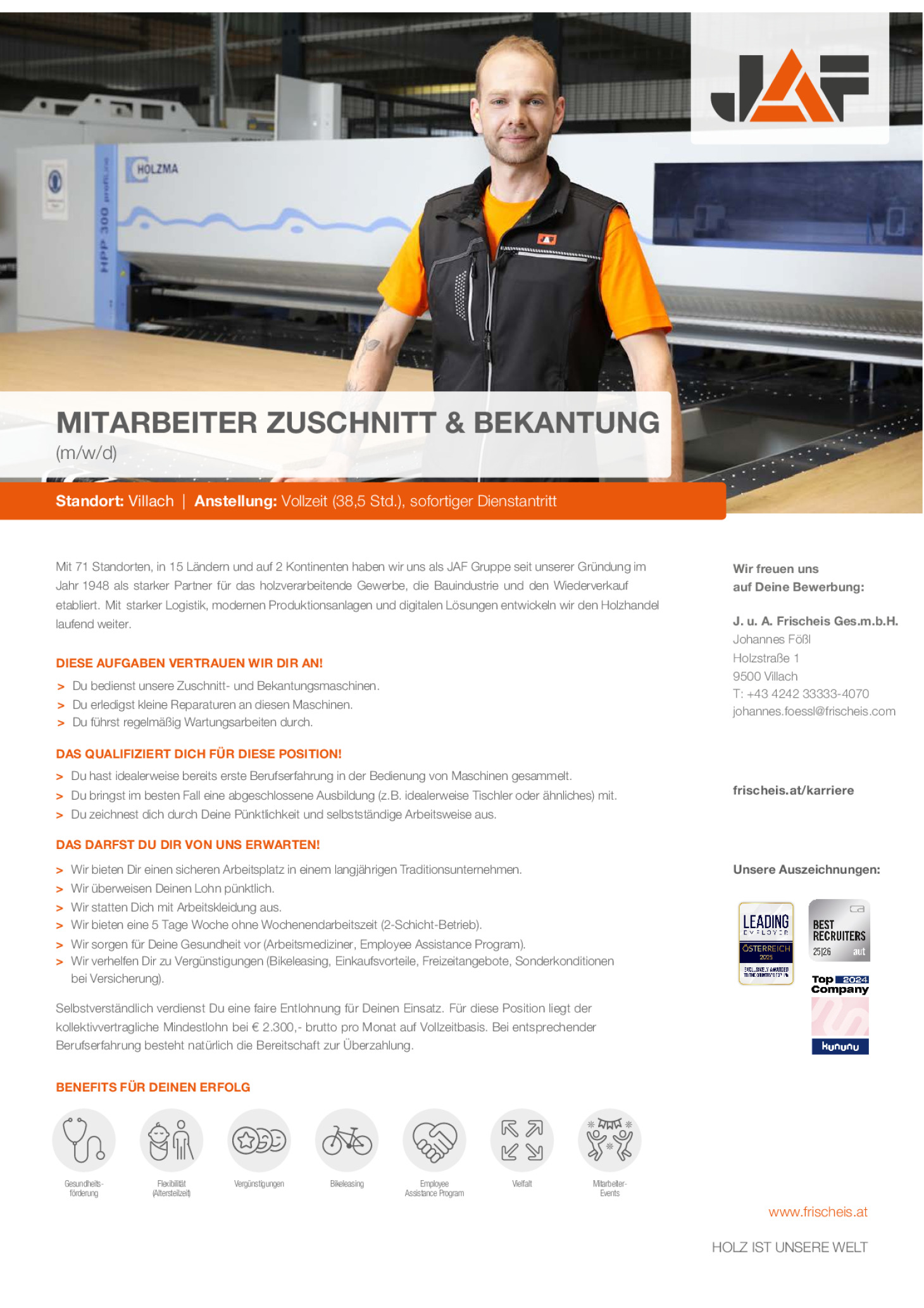 Mitarbeiter Zuschnitt & Bekantung (m/w/d)