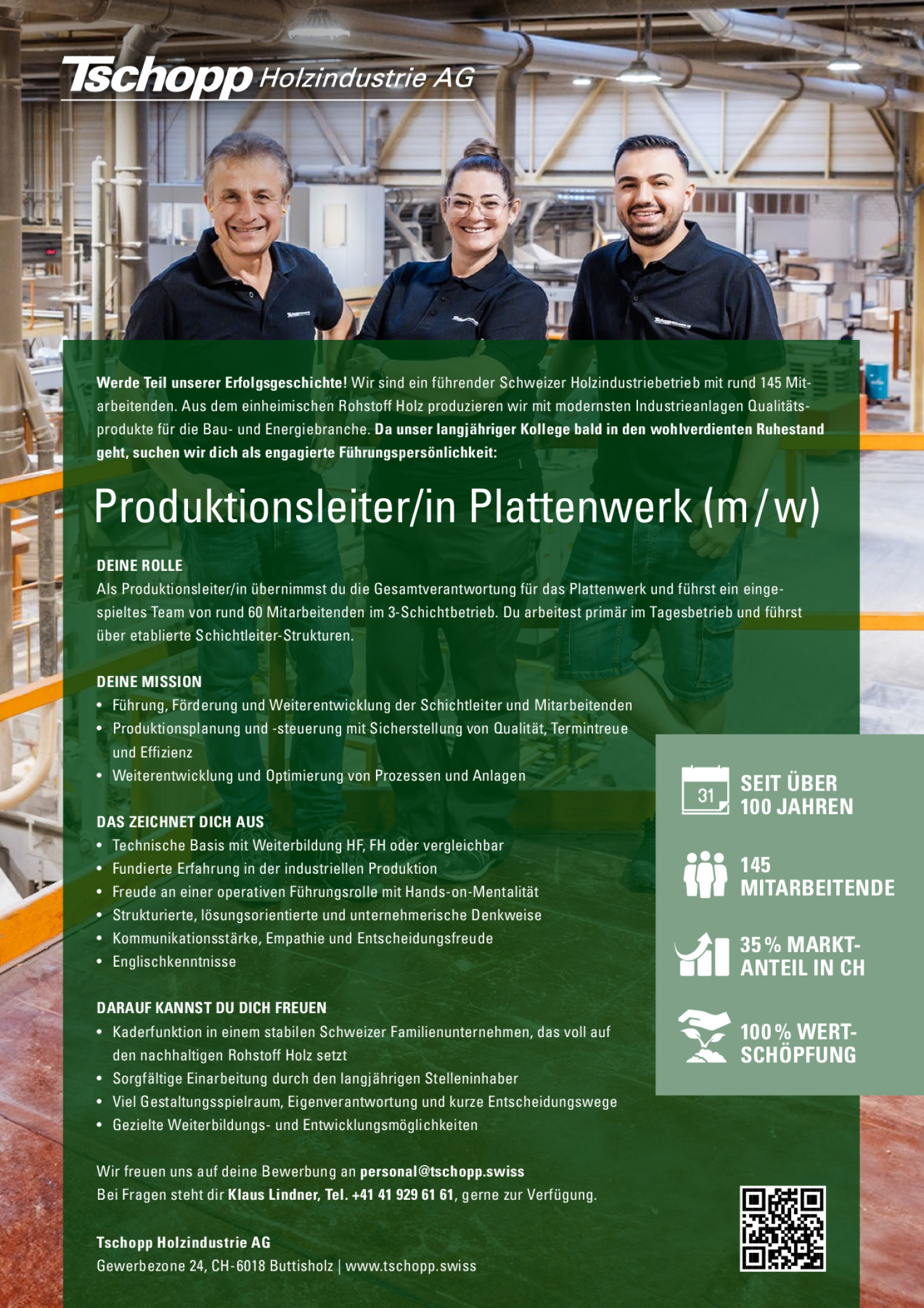 Produktionsleiter/in Plattenwerk (m/w)