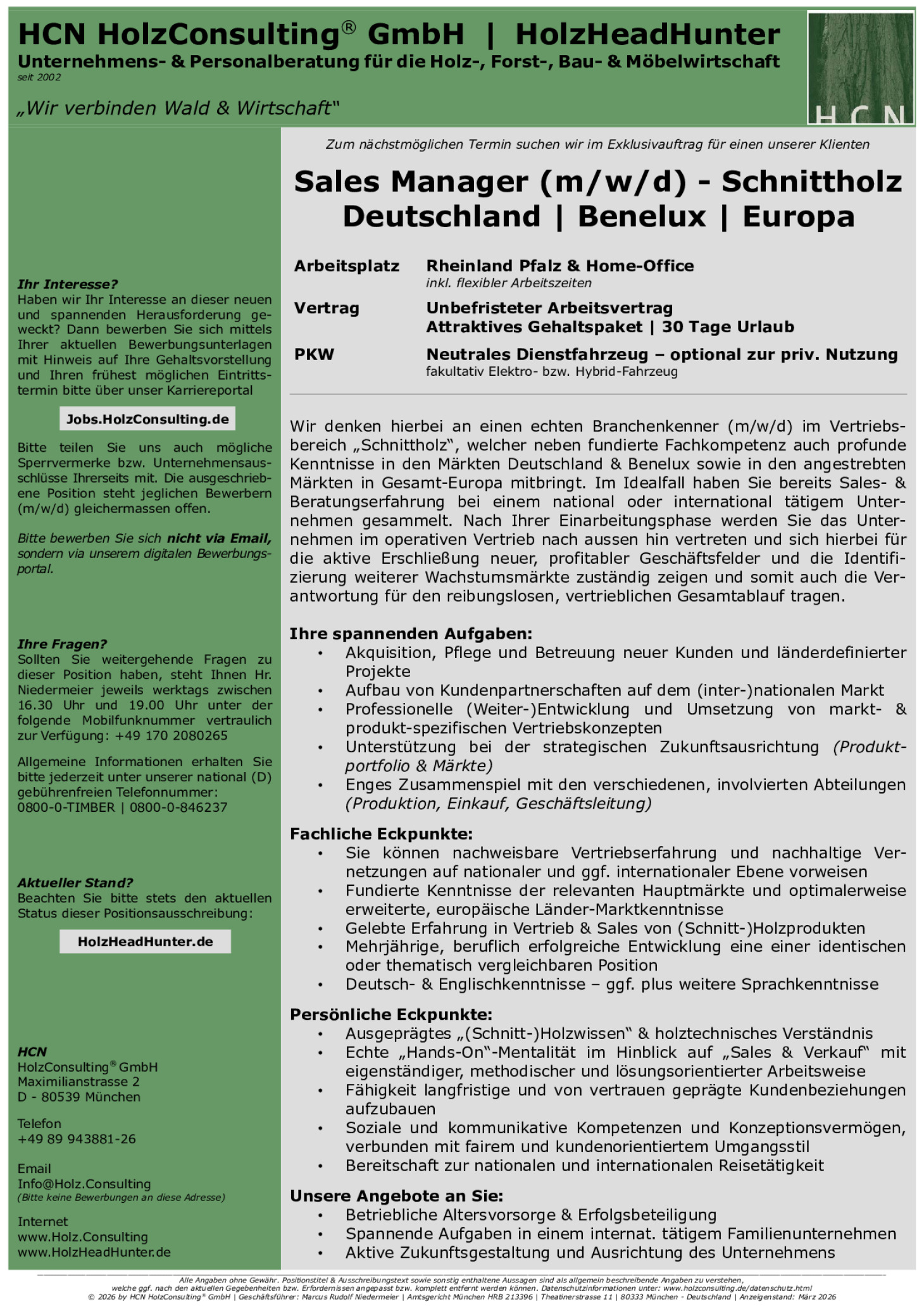 Sales Manager (m/w/d) - Schnittholz