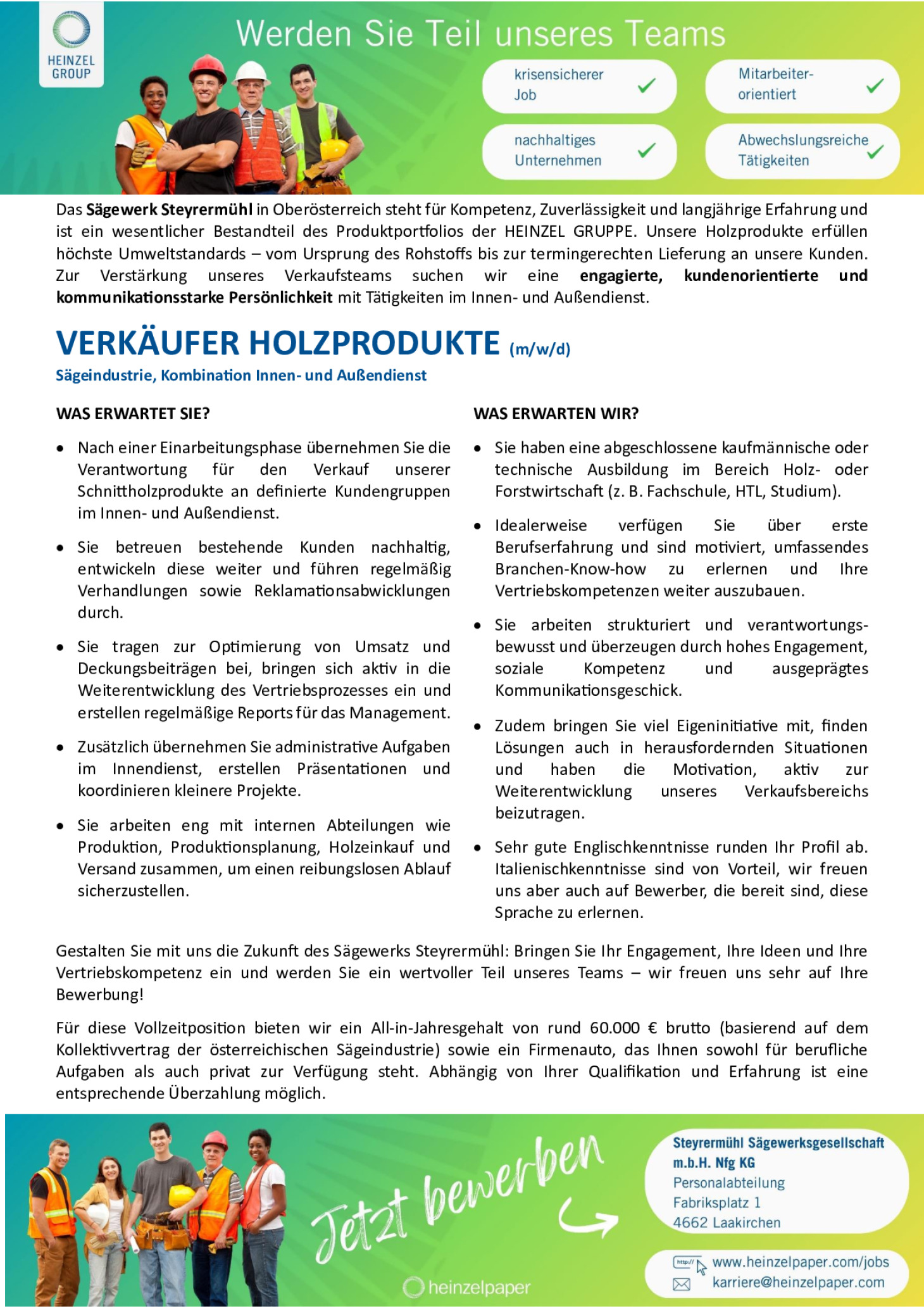 Verkäufer Holzprodukte (m/w/d)