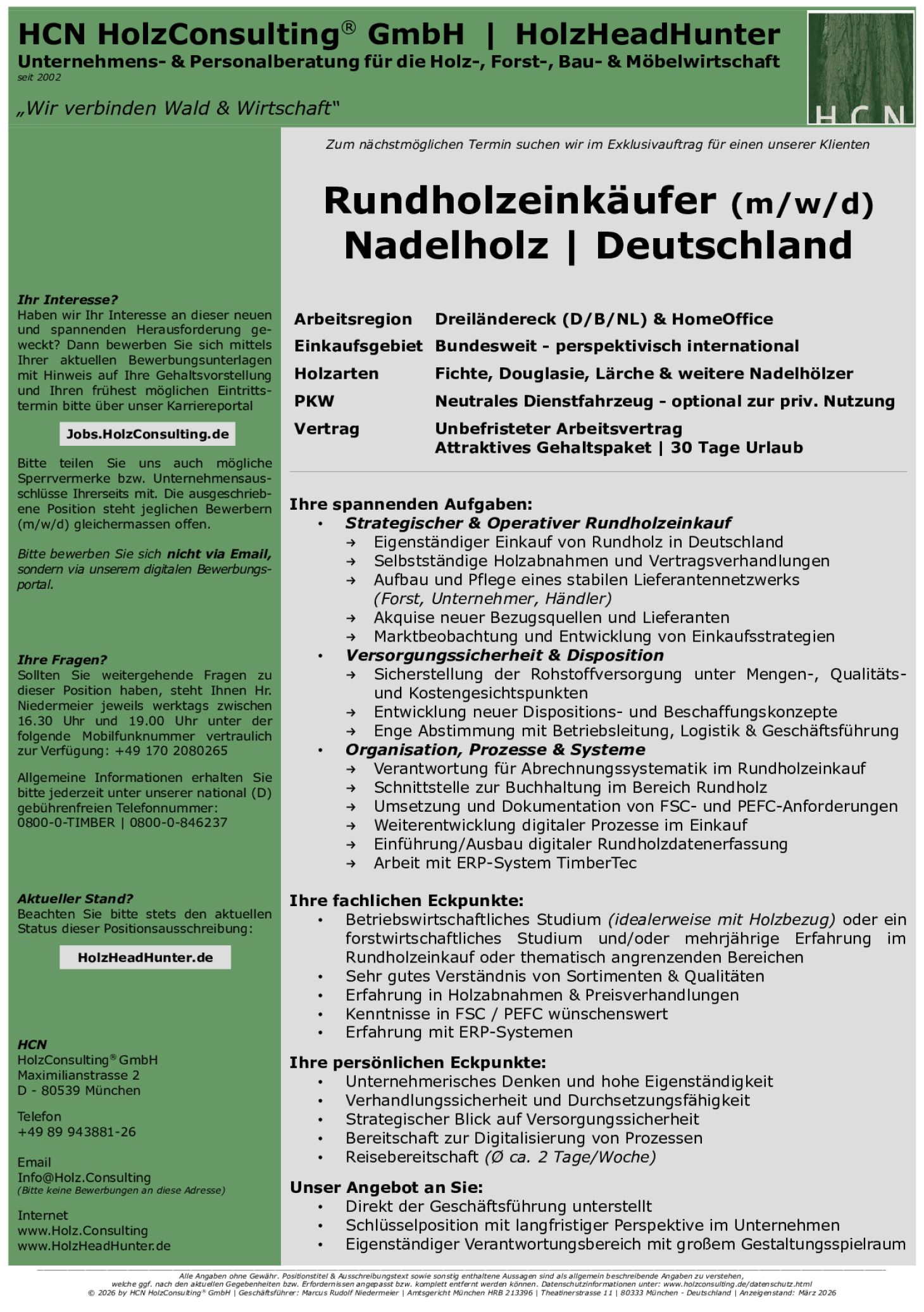 Rundholzeinkäufer (m/w/d) - Nadelholz