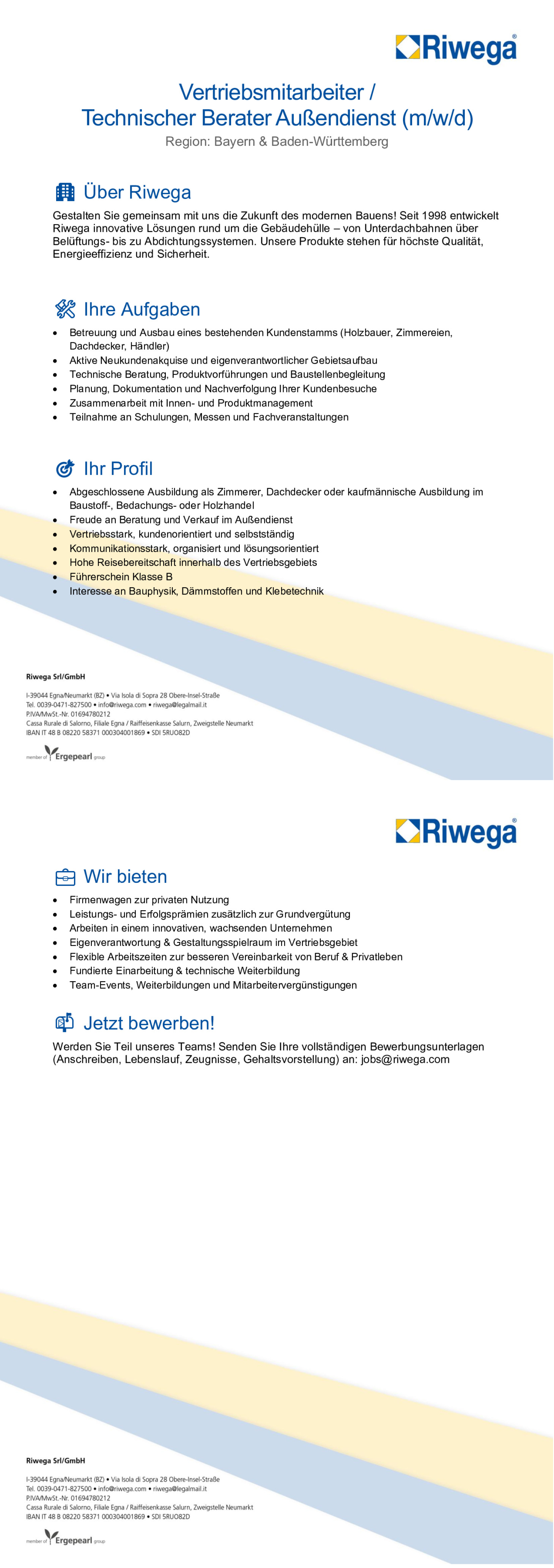 Vertriebsmitarbeiter / Technischer Berater im Außendienst (m/w/d)