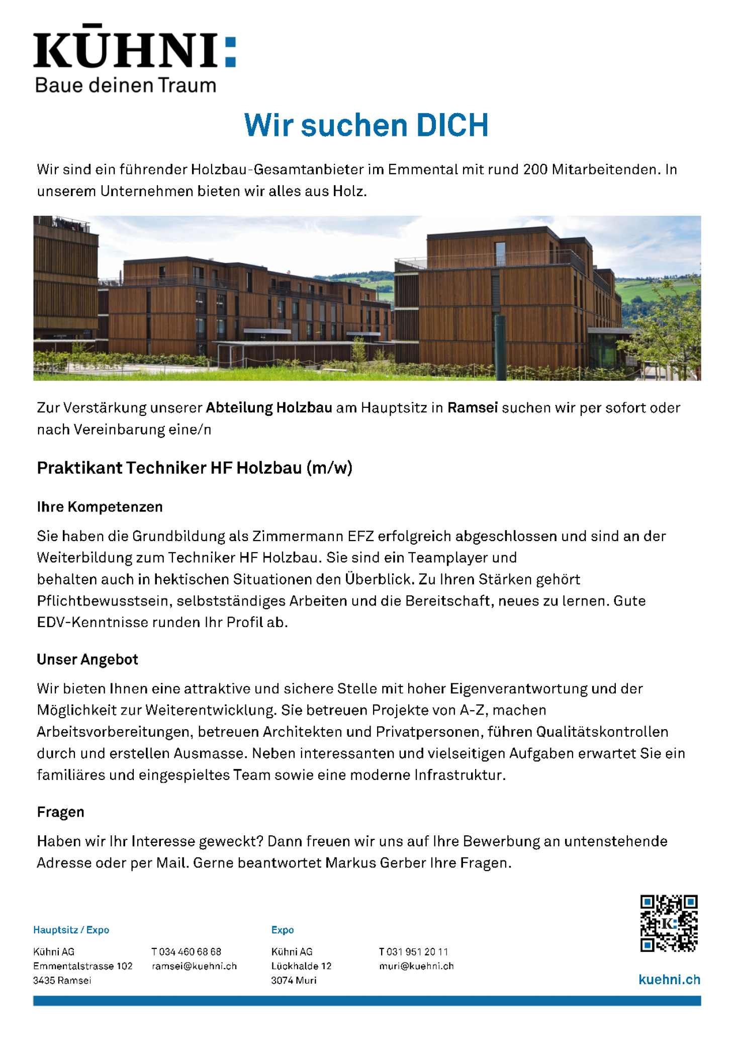 Praktikant:in Techniker:in HF Holzbau