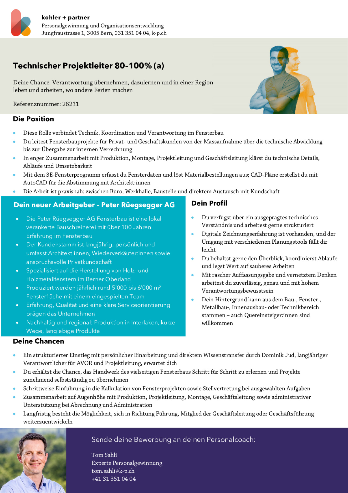 Technischer Projektleiter 80–100% (a)