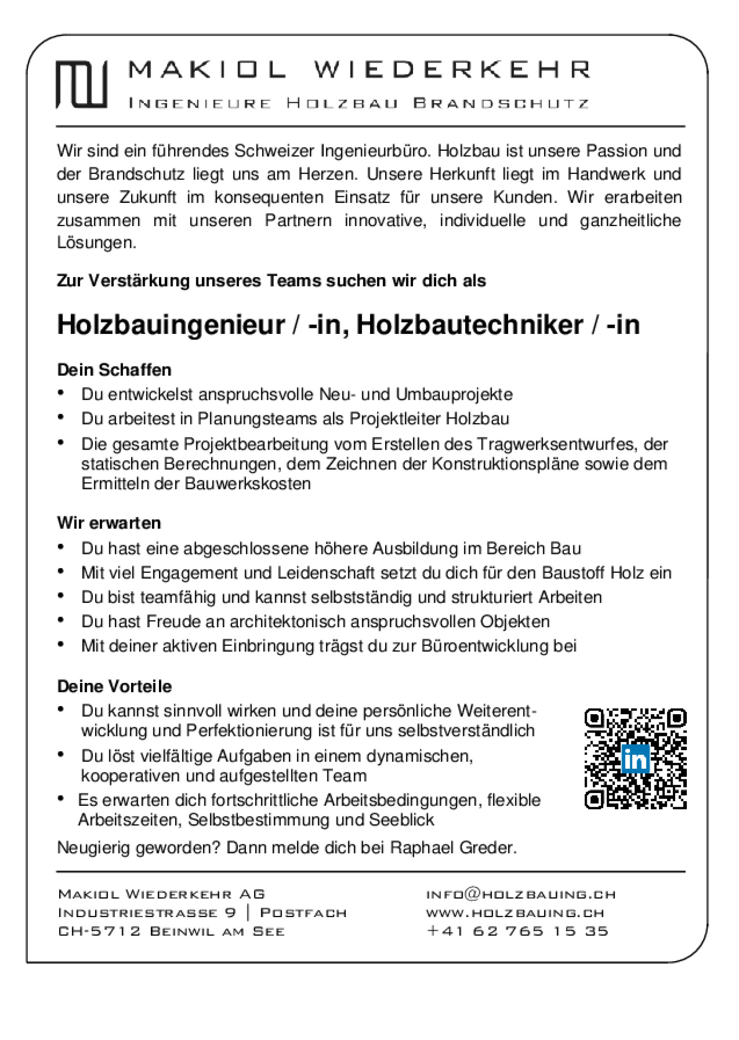 Holzbauingenieur / -in, Holzbautechniker / -in