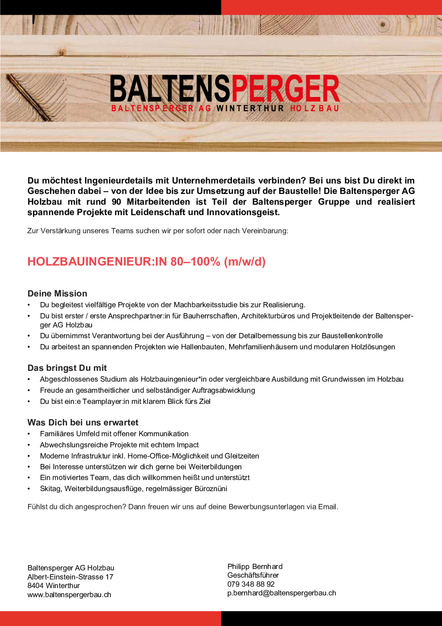 Holzbauingenieur/in 80-100%