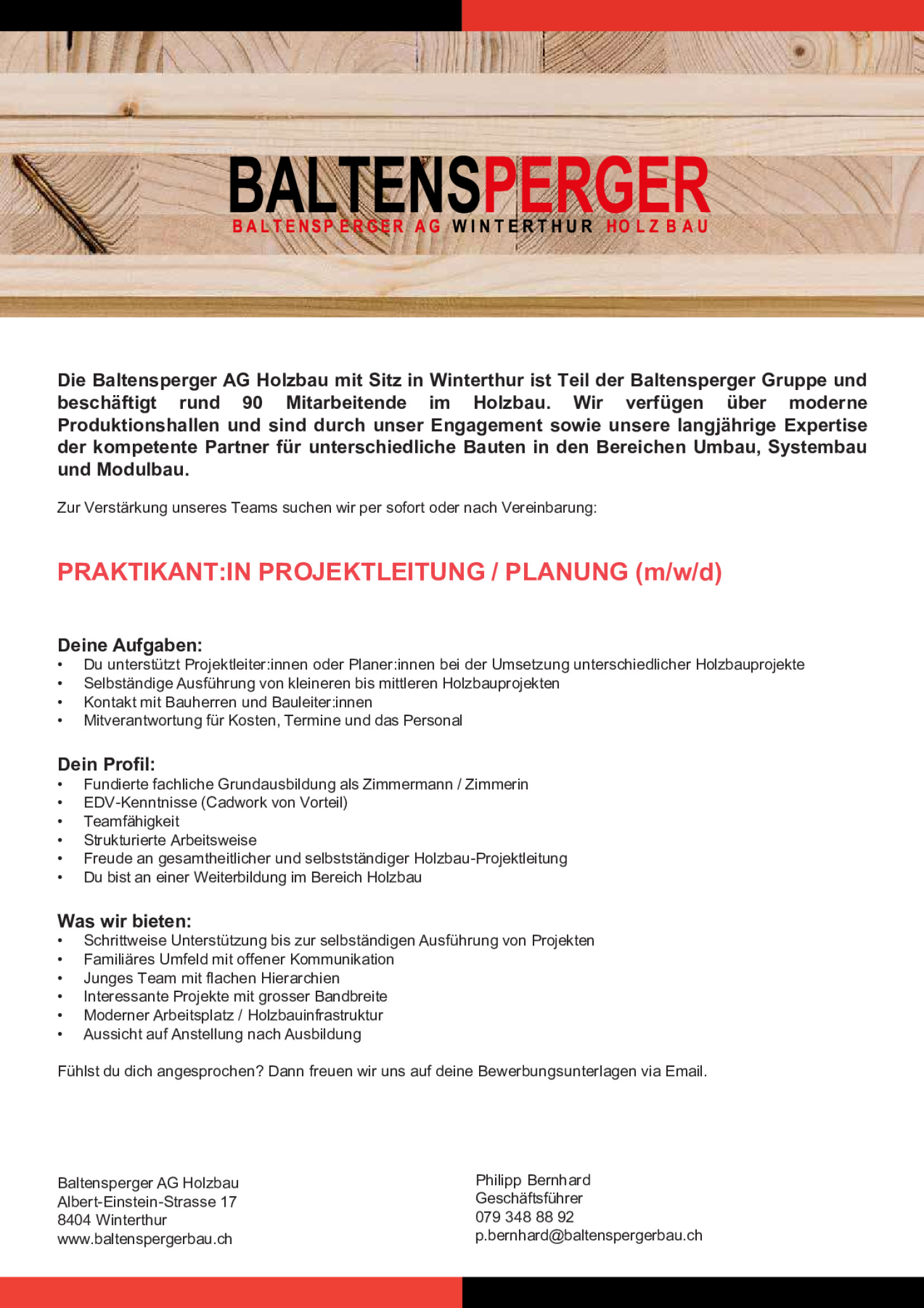 Praktikant/in Projektleitung, Planung