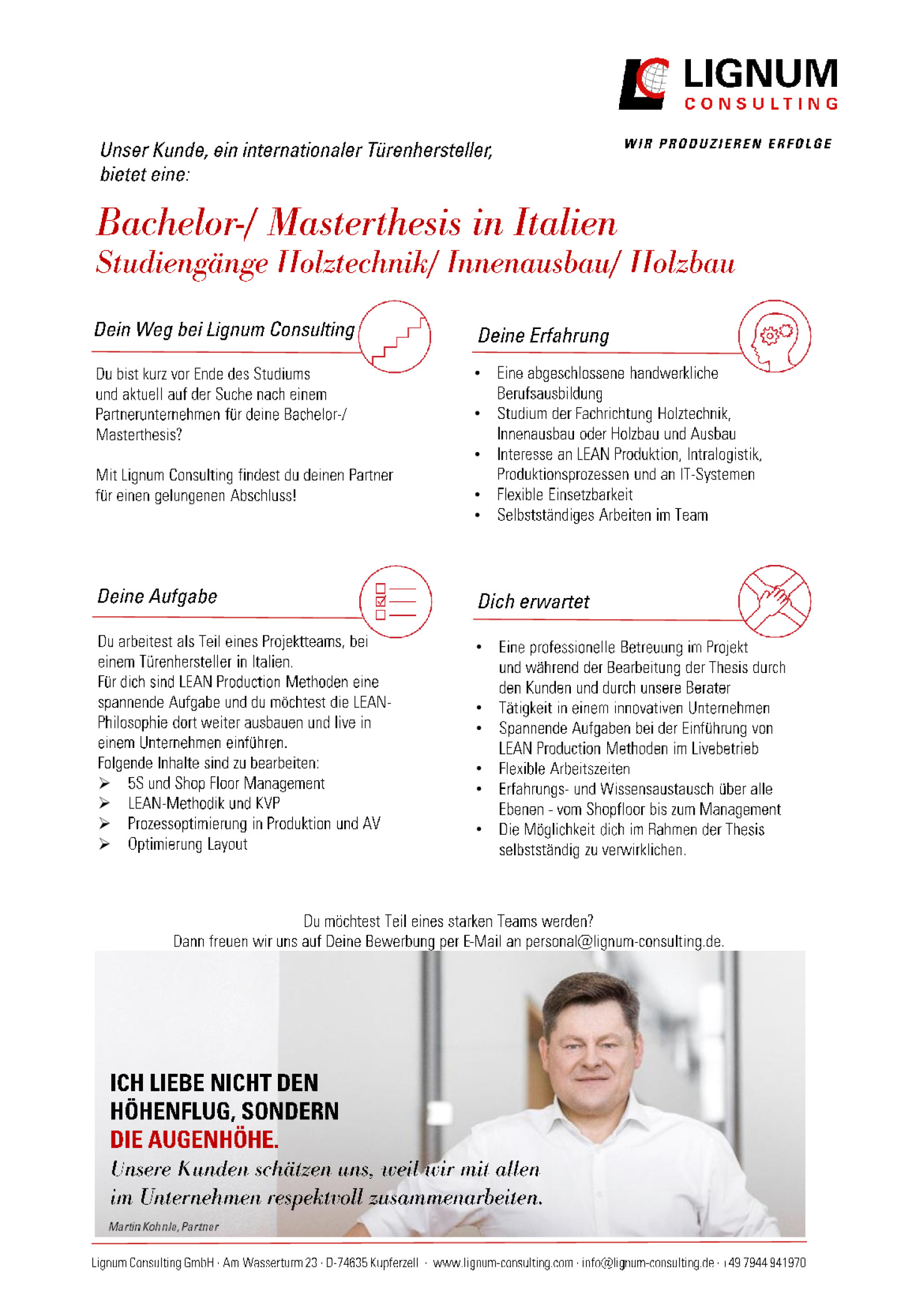 Bachelor- / Masterthesis in Italien (m/w/d)
