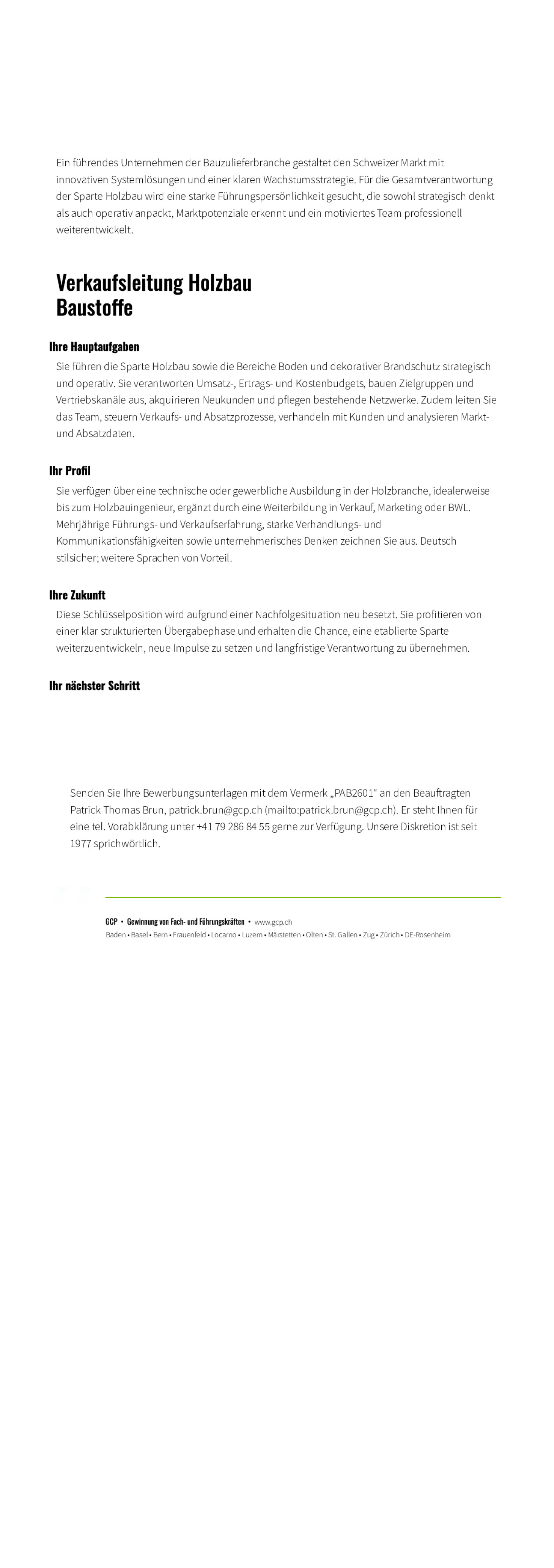 Verkaufsleitung Holzbau Baustoffe (m/w/d)