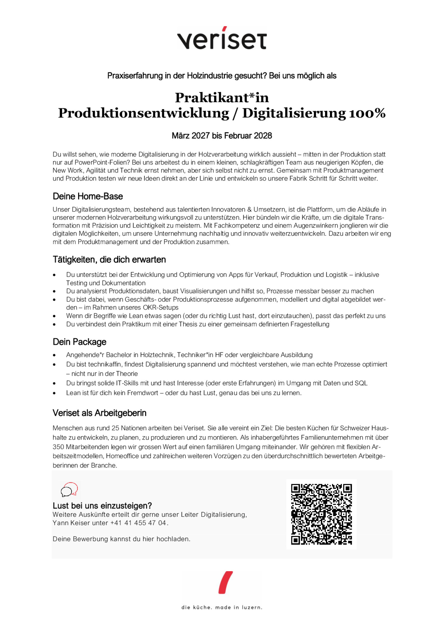 Praktikant*in Produktionsentwicklung / Digitalisierung 100%