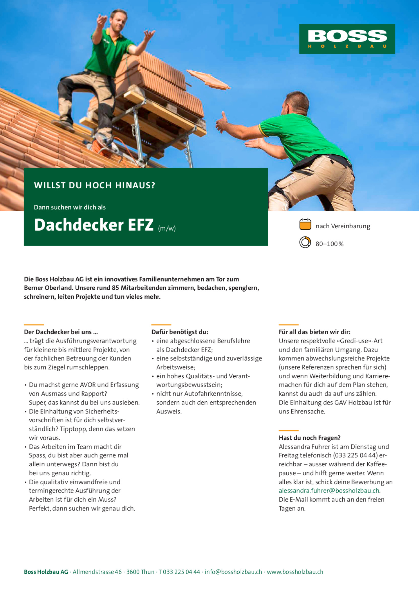 Dachdecker EFZ (m/w)