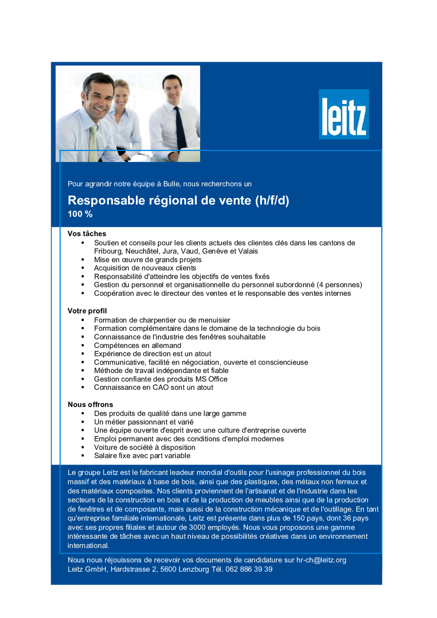 Responsable régional de vente (h/f/d)