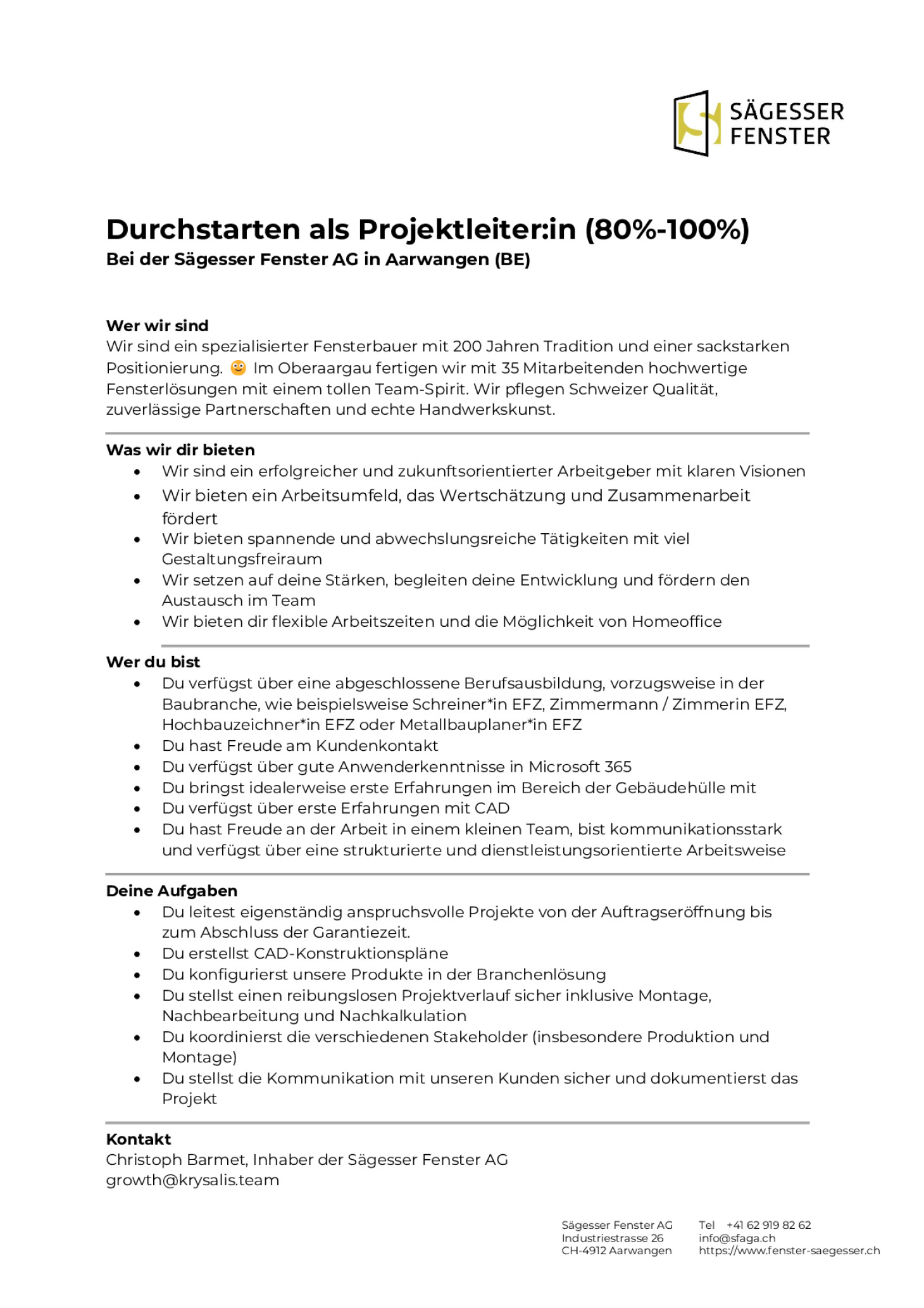 Projektleiter:in (80%-100%)