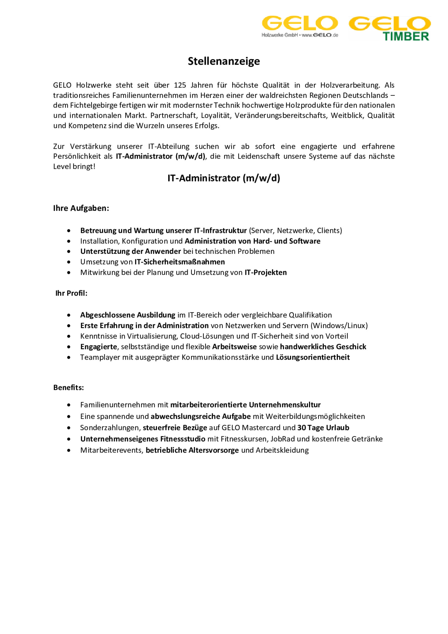 IT-Administrator (m/w/d)