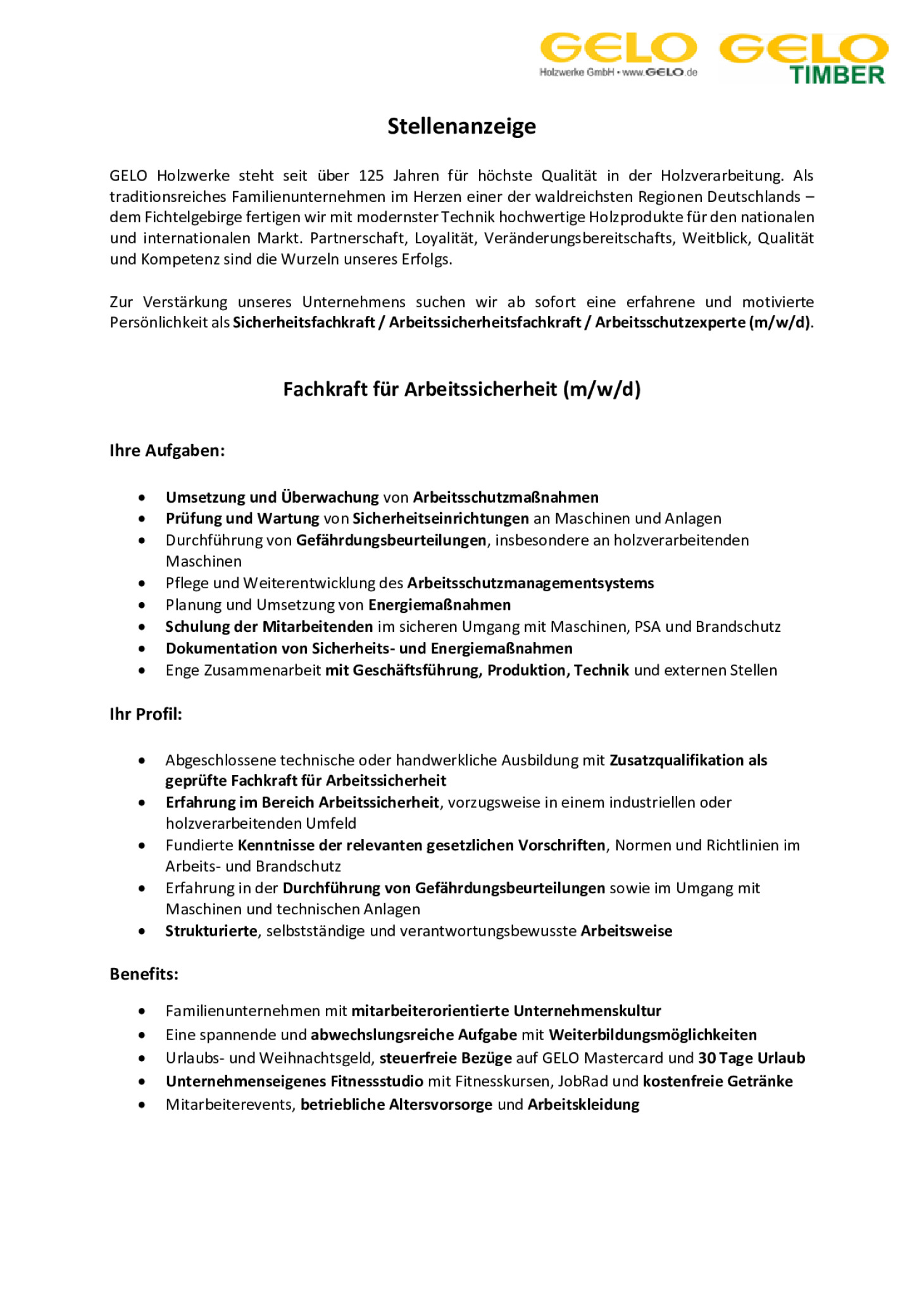 Fachkraft für Arbeitssicherheit (m/w/d)