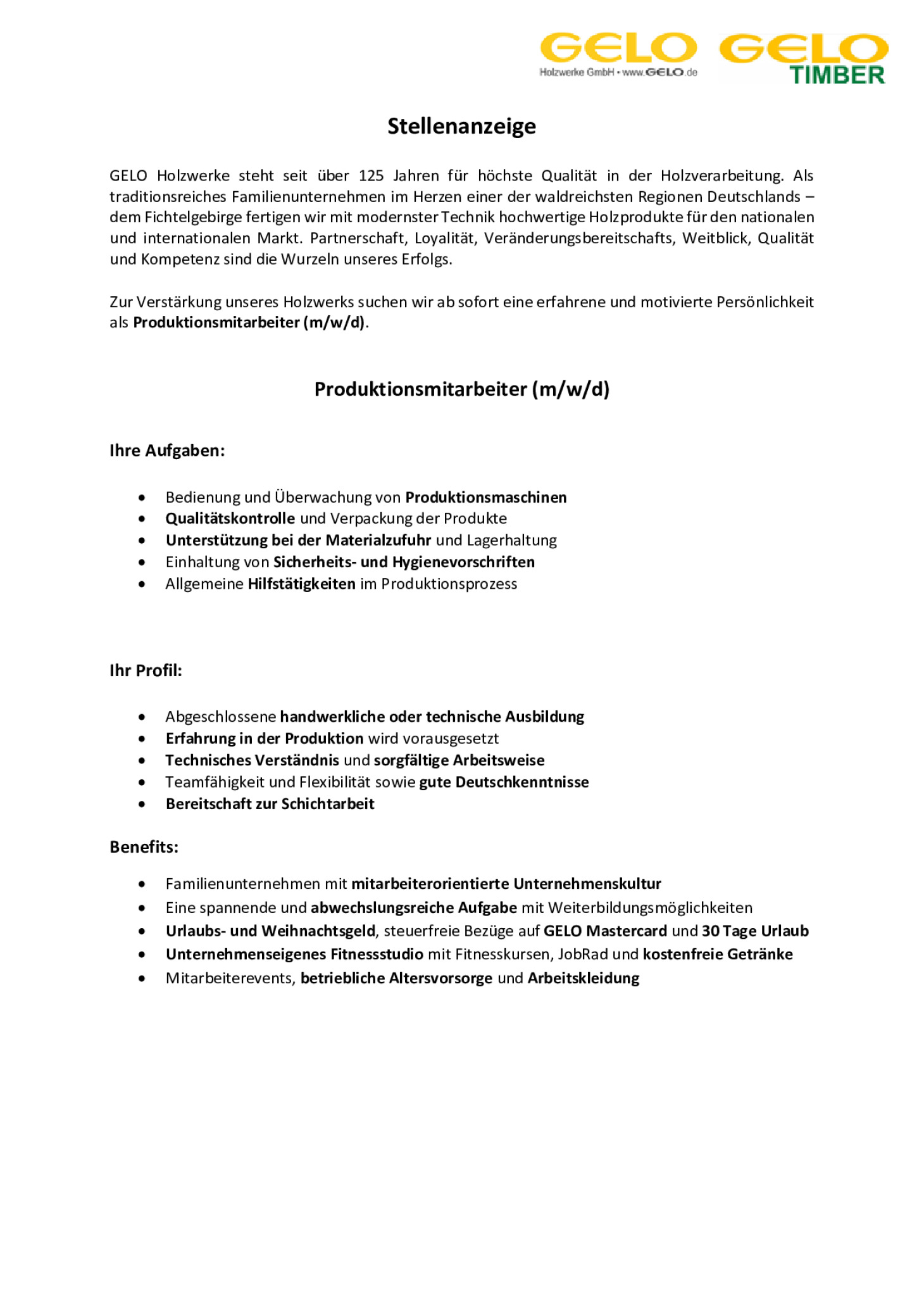 Produktionsmitarbeiter (m/w/d)