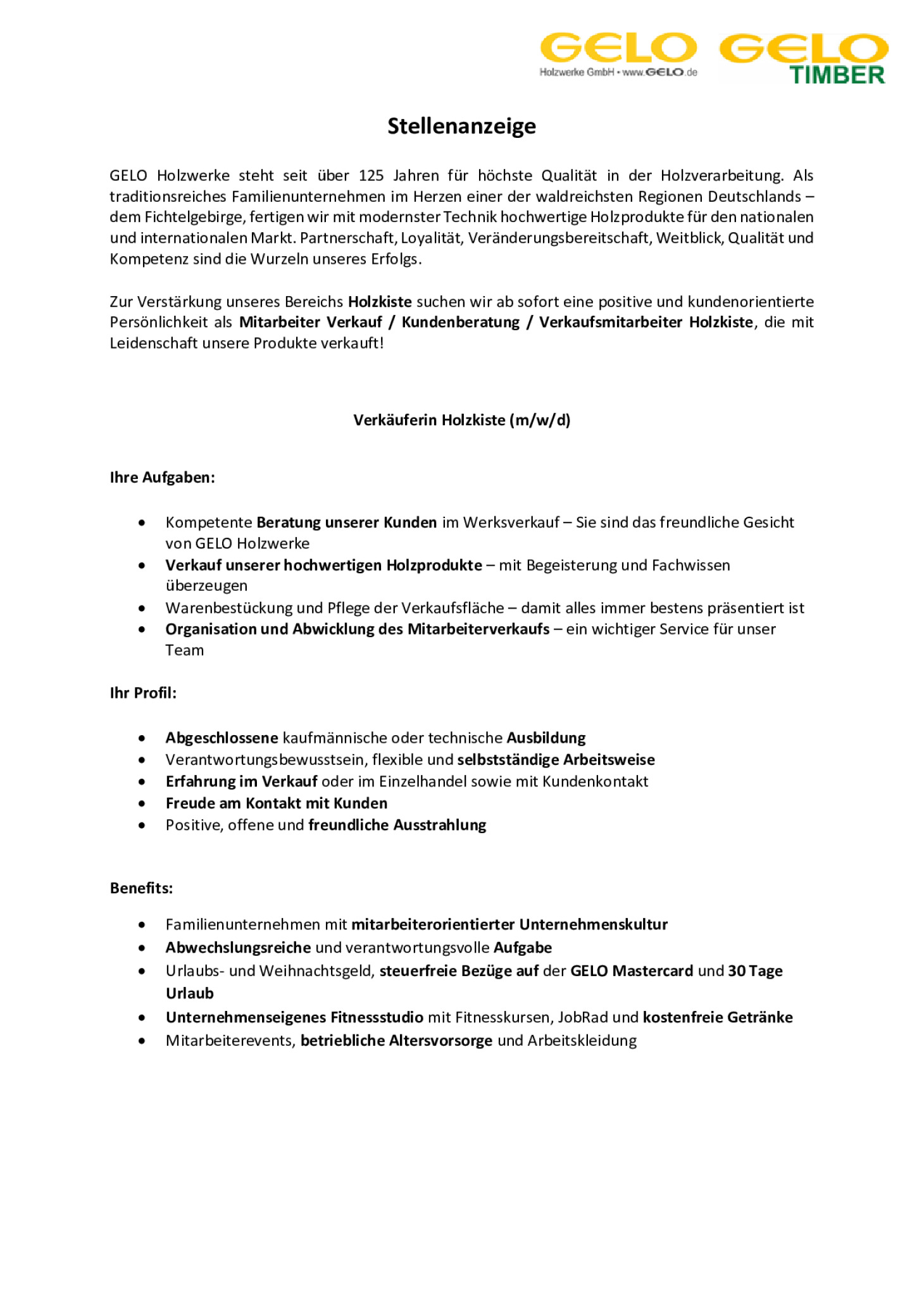 Verkäufer Holzkiste (m/w/d)