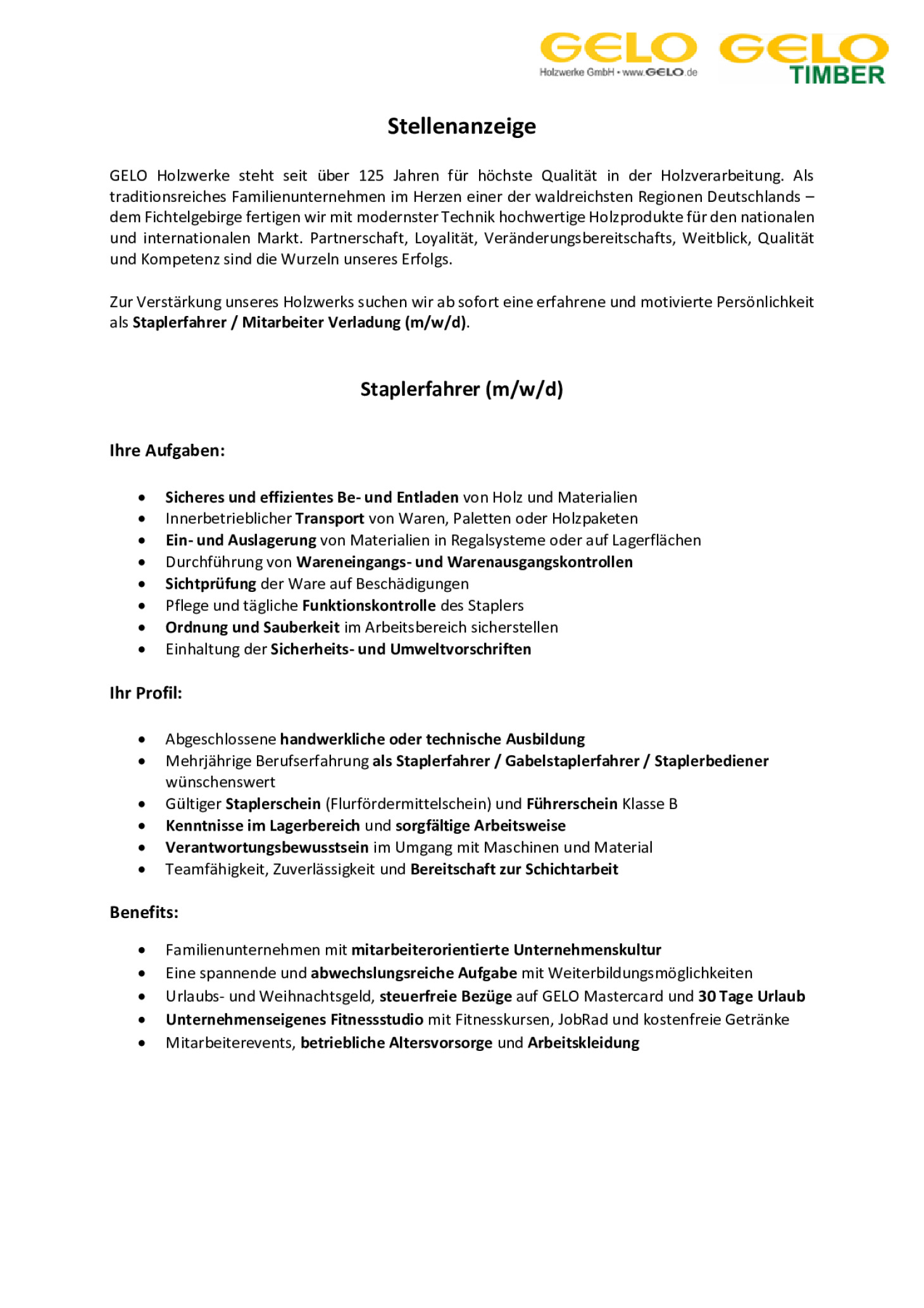 Staplerfahrer (m/w/d)