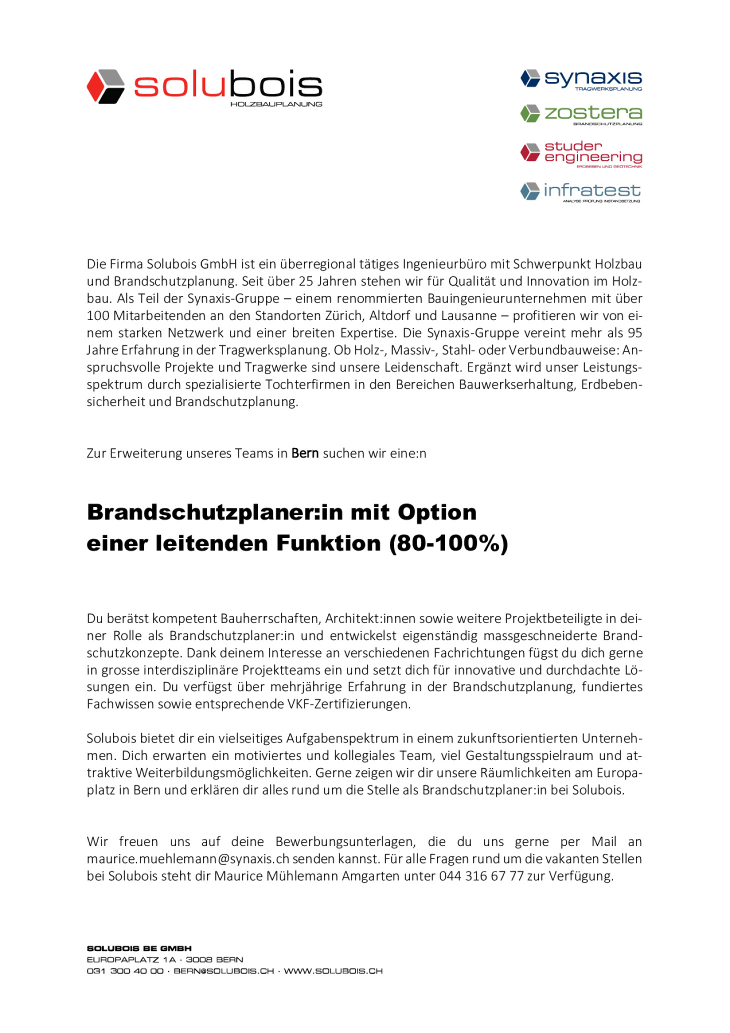 Leitung Brandschutzplanung