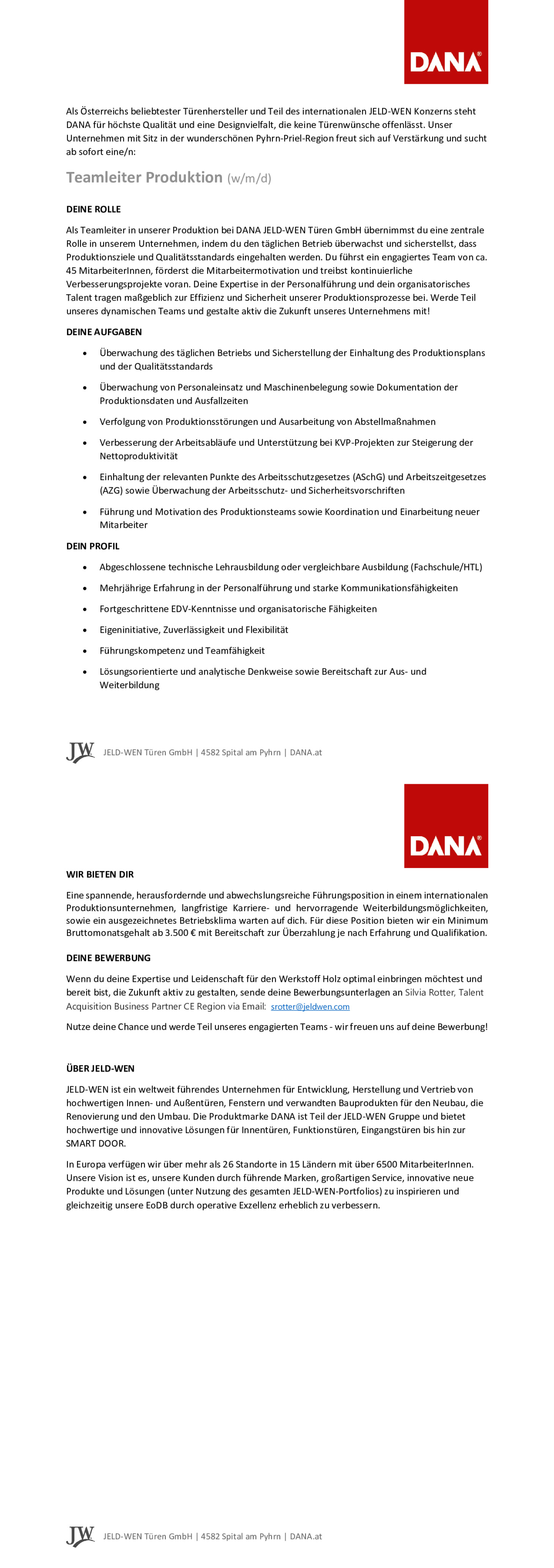 Teamleiter Produktion (w/m/d)