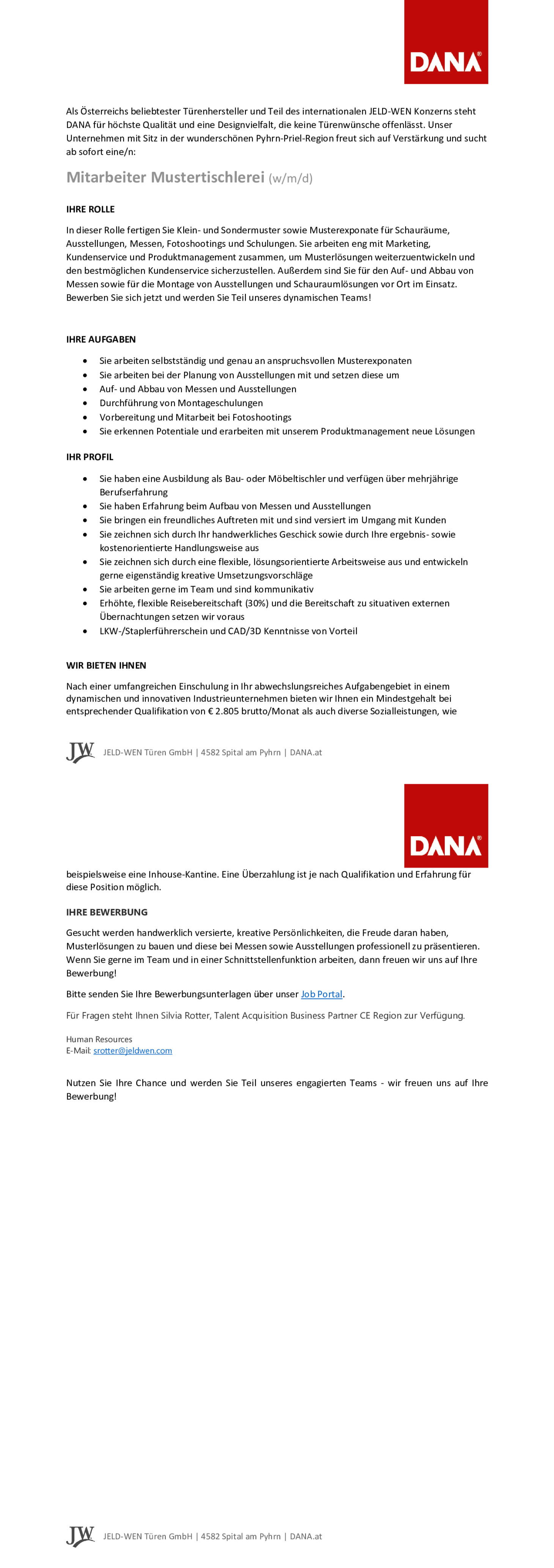 Mitarbeiter Mustertischlerei (w/m/d)