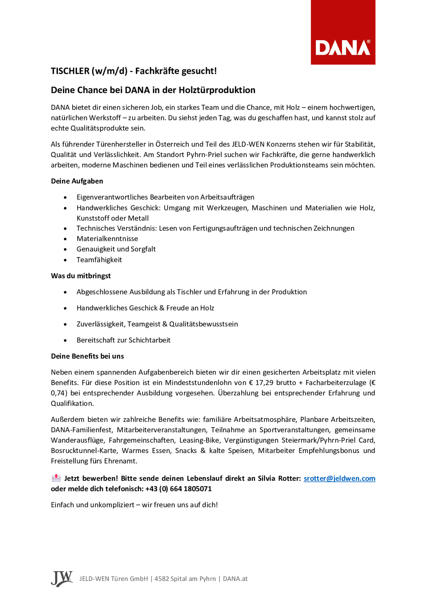 TISCHLER (w/m/d) - Fachkräfte gesucht!