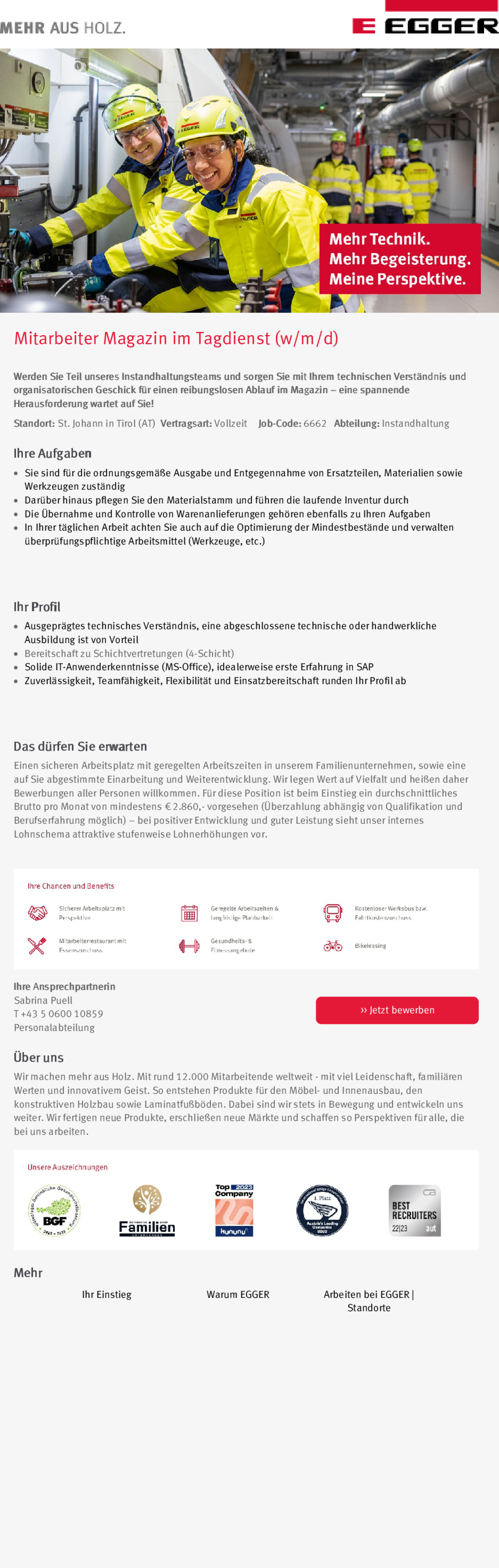 Mitarbeiter Magazin im Tagdienst (w/m/d)